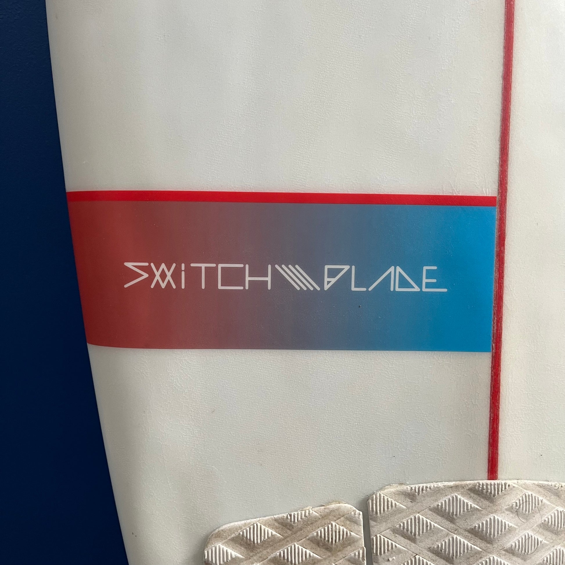 DHD Switchblade 6'2" secondhand surfboard model logo close-up