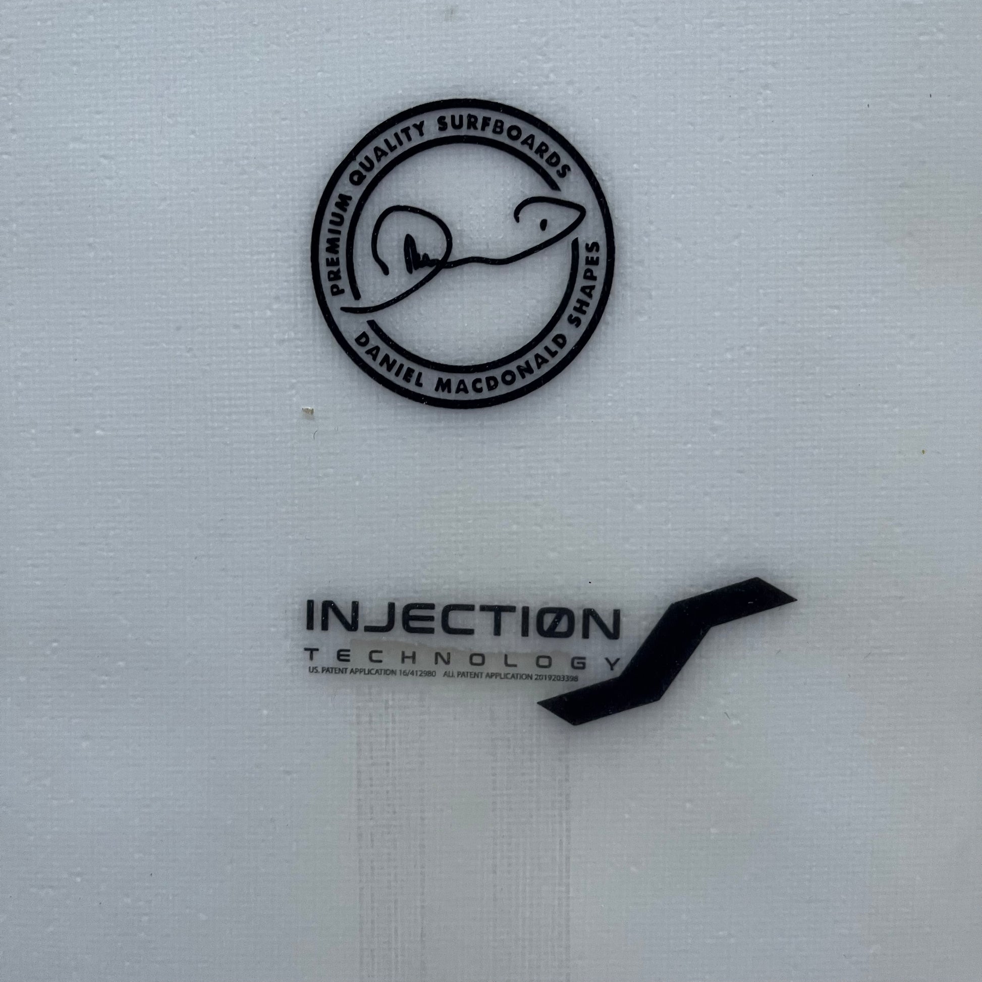 DMS Popo 6'0" secondhand surfboard construction close-up