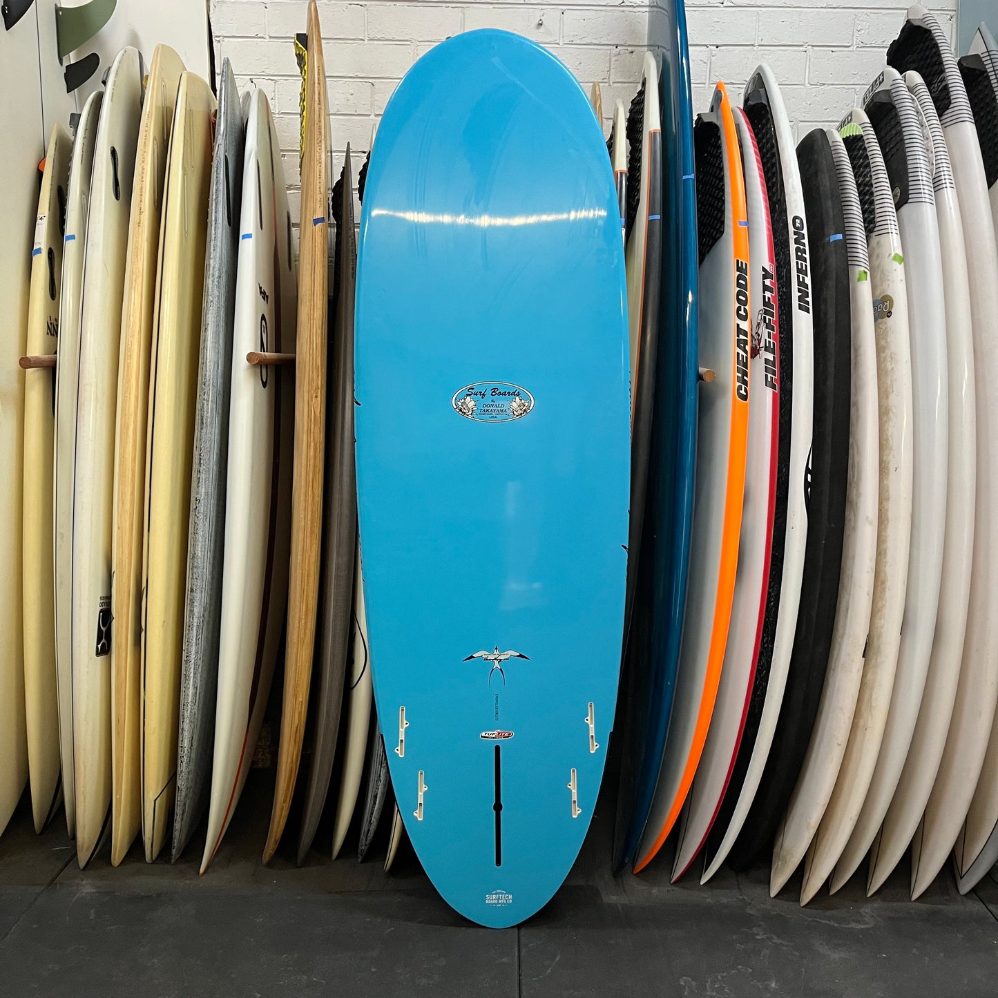Donald Takayama Scorpion 2 5'10" secondhand surfboard bottom view