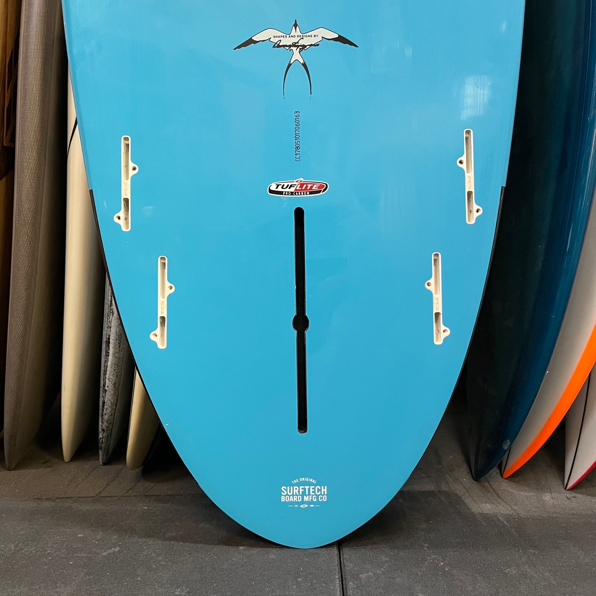 Donald Takayama Scorpion 2 5'10" secondhand surfboard fin box close-up