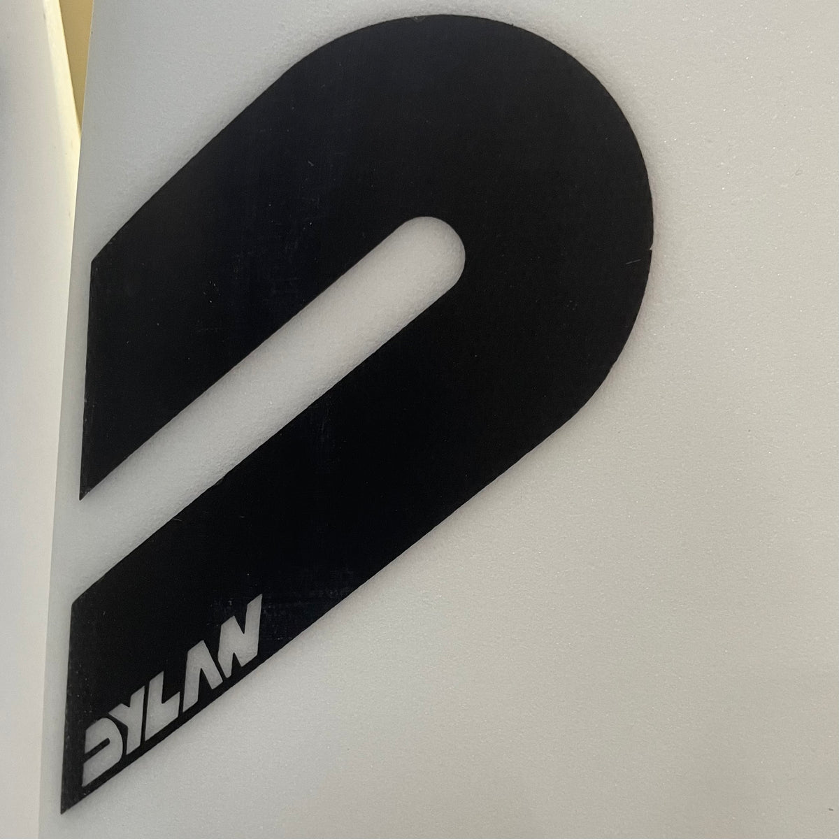 Dylan Big Gun 7'0" secondhand surfboard brand logo close-up