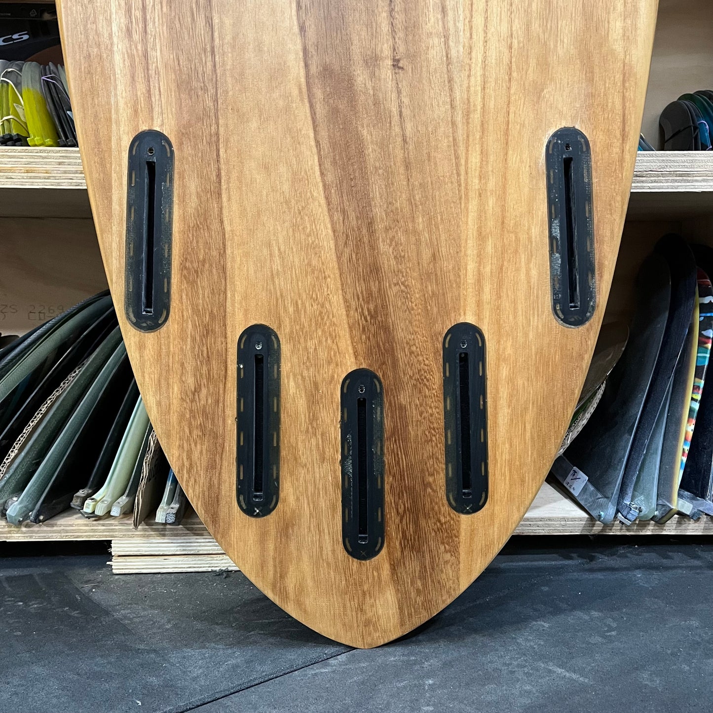 Firewire Creeper 5'6" secondhand surfboard fin box close-up