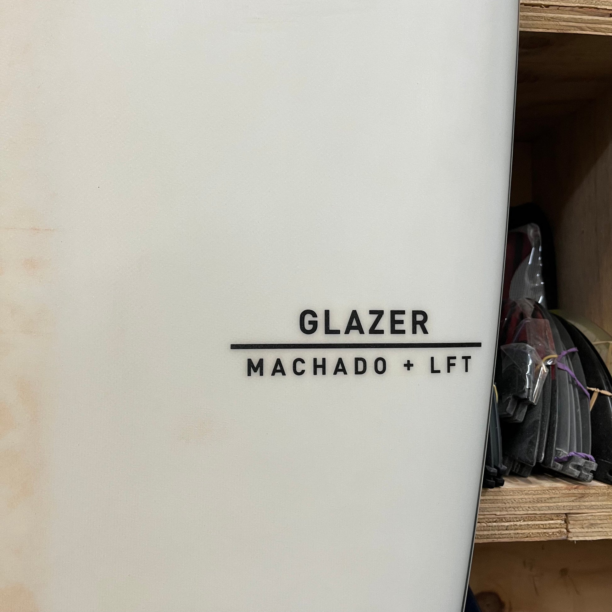 Firewire Glazer 6'1" secondhand surfboard model logo close-up