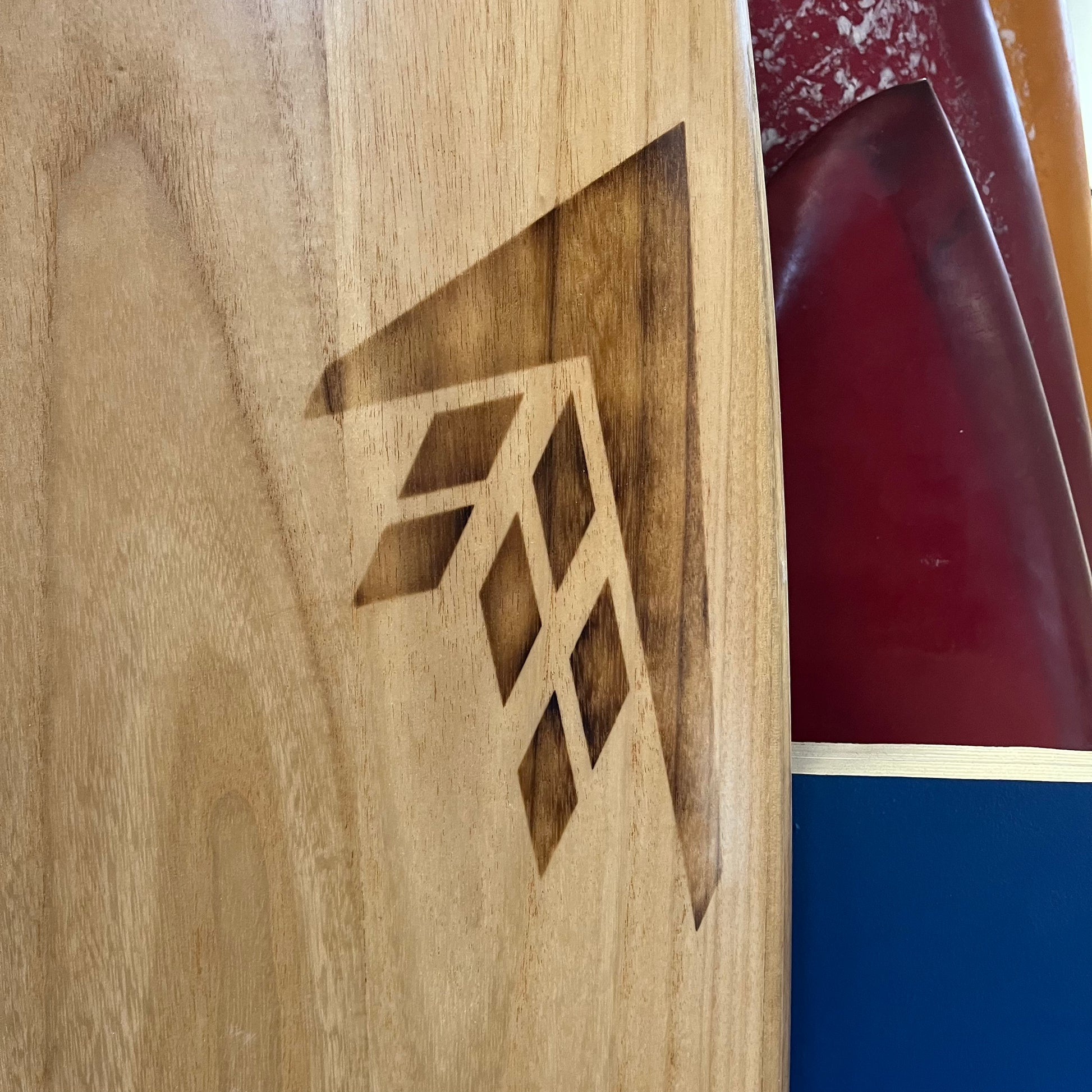 Firewire Greedy Beaver 6'4" secondhand surfboard brand logo close-up