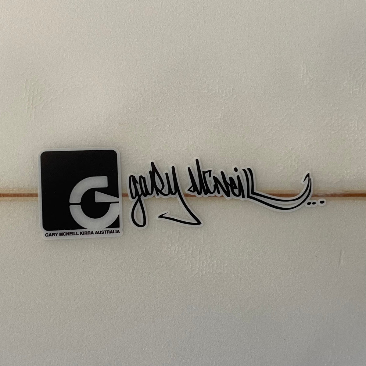 Gary McNeill Entity Pin 6'4" secondhand surfboard construction close-up