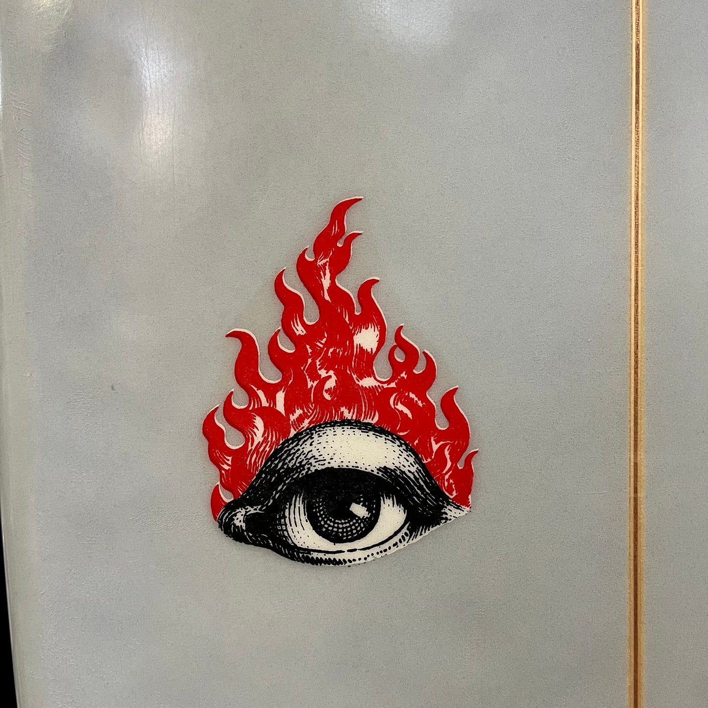 Greg Brown/Gash midlength 7'0" secondhand surfboard model logo close-up