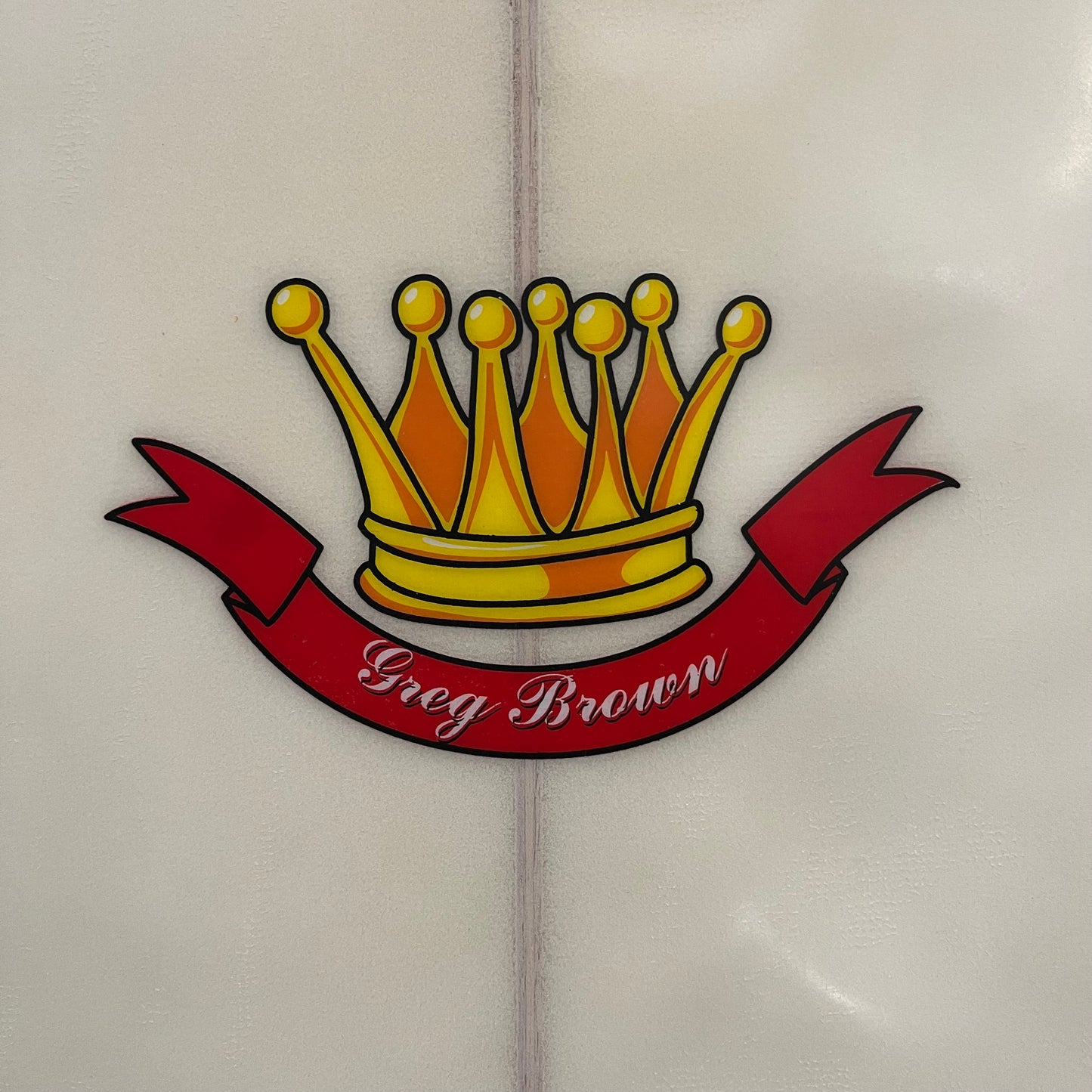 Gash/Greg Brown step-up thruster 7'0" secondhand surfboard brand logo close-up