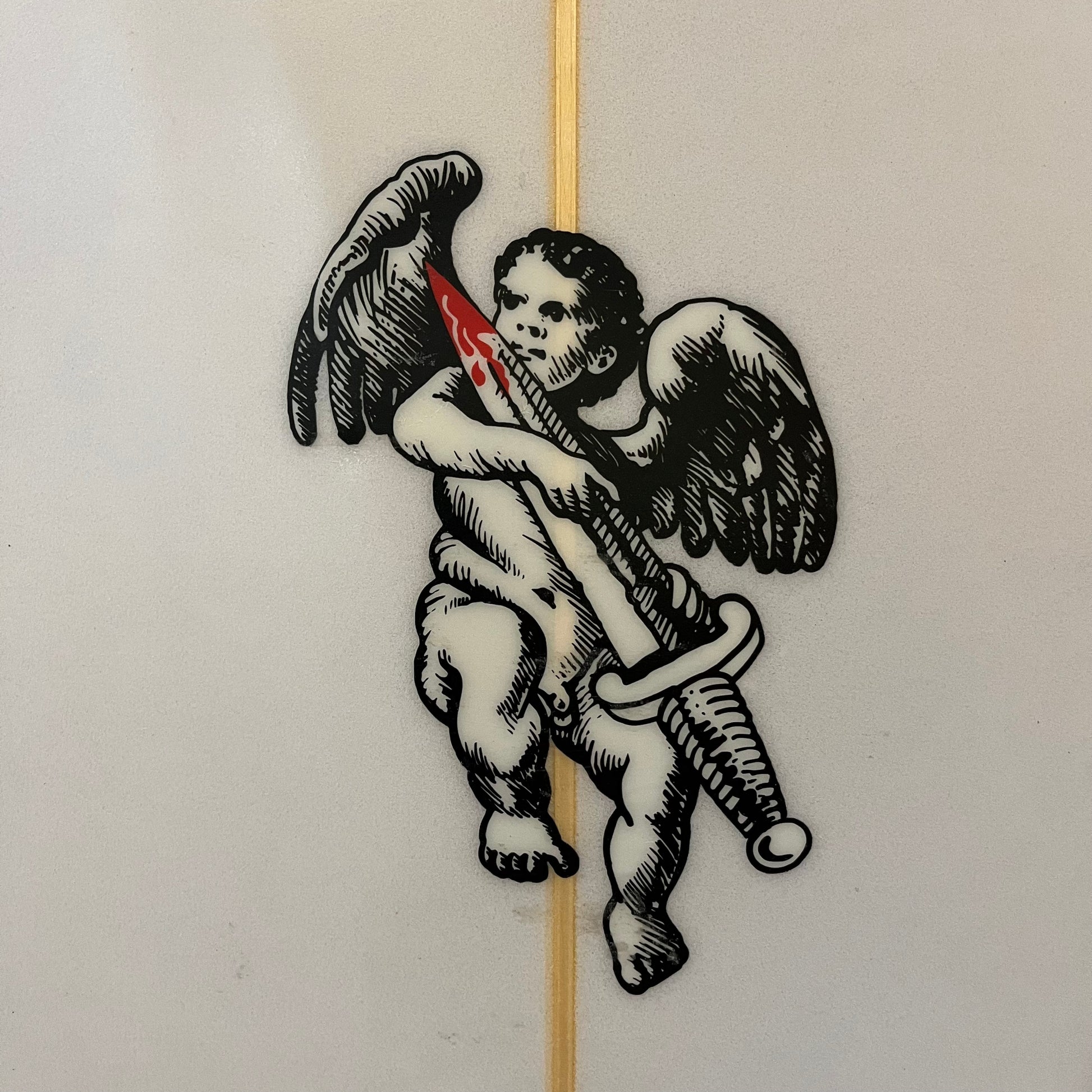 Gash/Greg Brown thrusters 6'2" secondhand surfboard model logo close-up