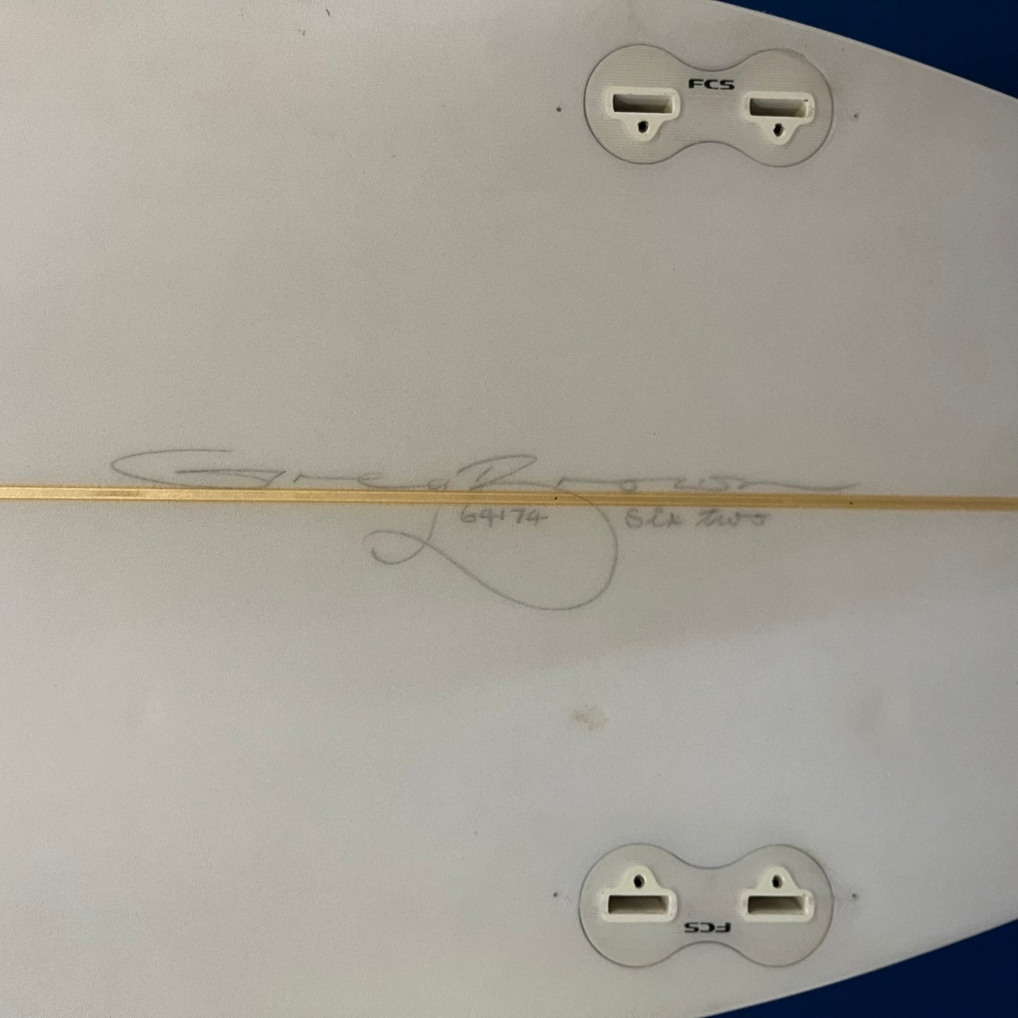 Gash/Greg Brown thrusters 6'2" secondhand surfboard dimensions close-up