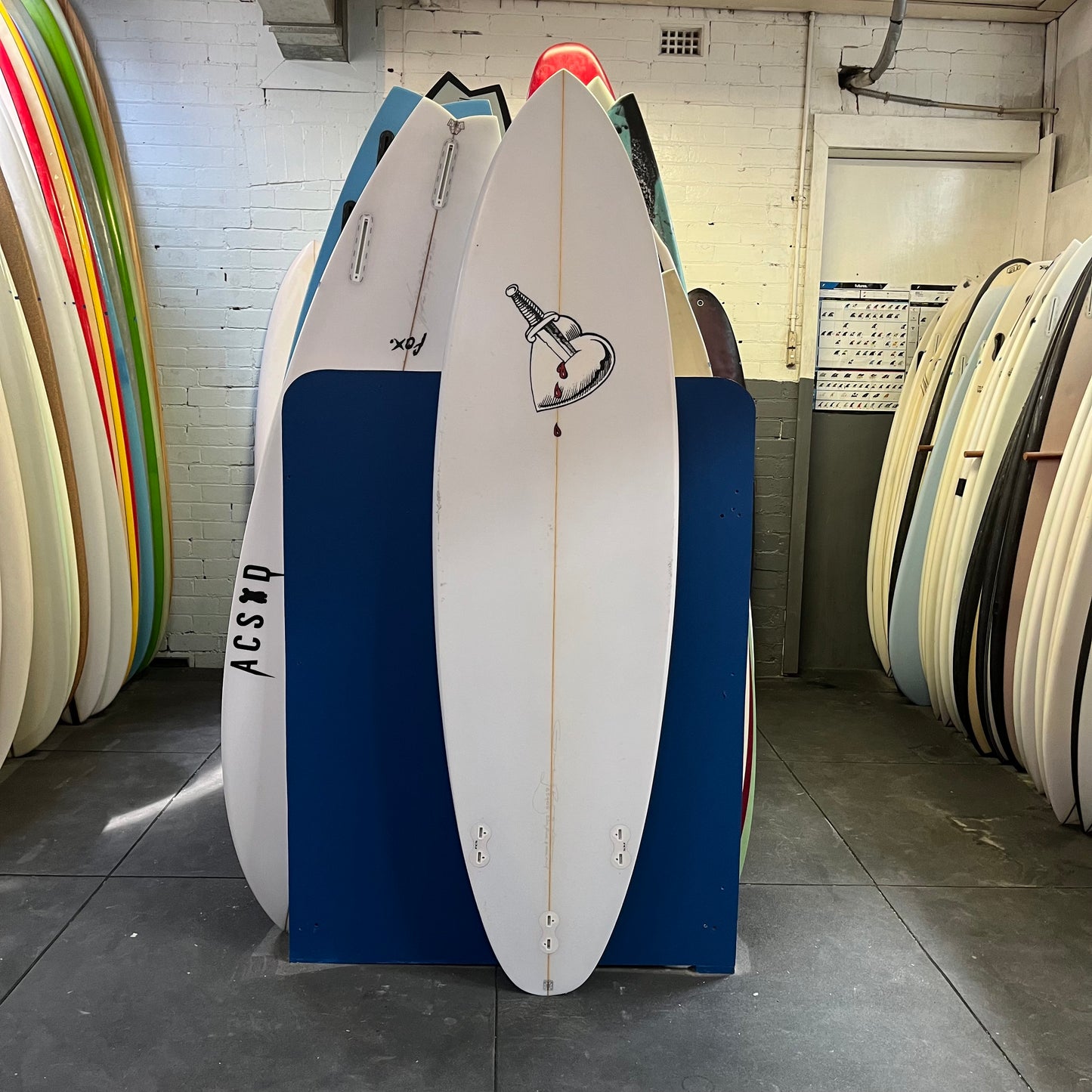 Greg brown/Gash custom WPF 6'5" secondhand surfboard bottom view