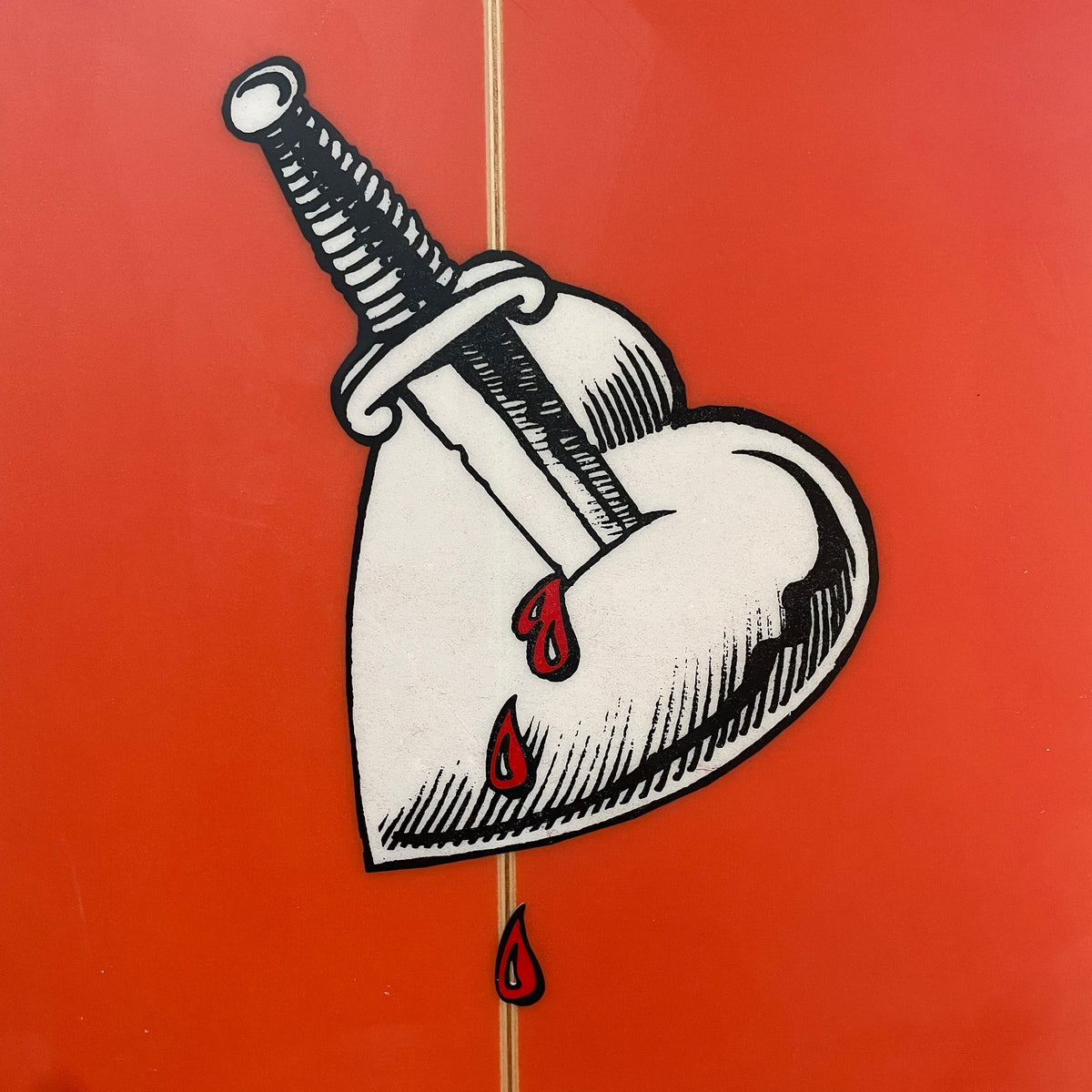 Gash Rough Diamond mini mal 7'0" secondhand surfboard brand logo close-up