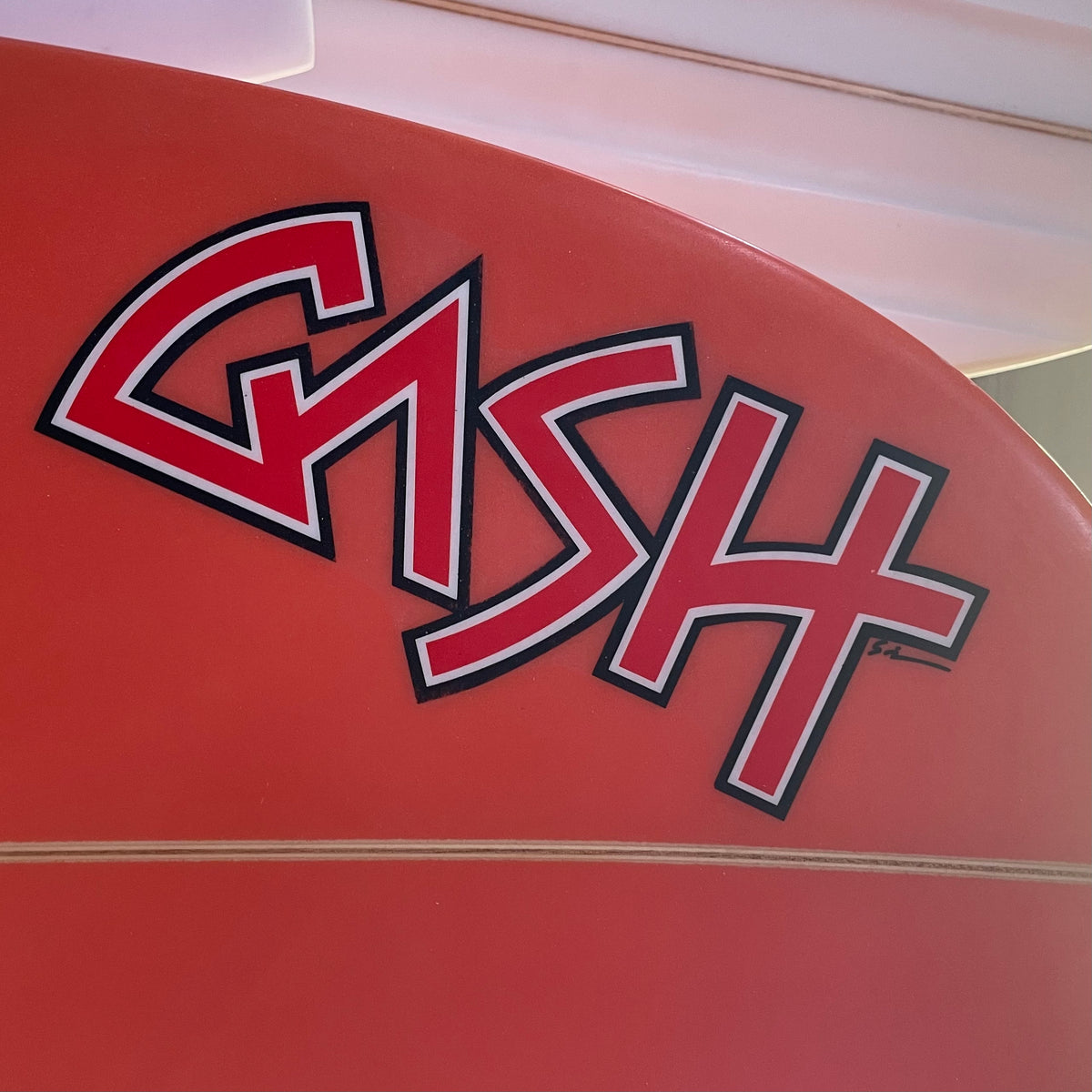 Gash Rough Diamond mini mal 7'0" secondhand surfboard brand logo close-up