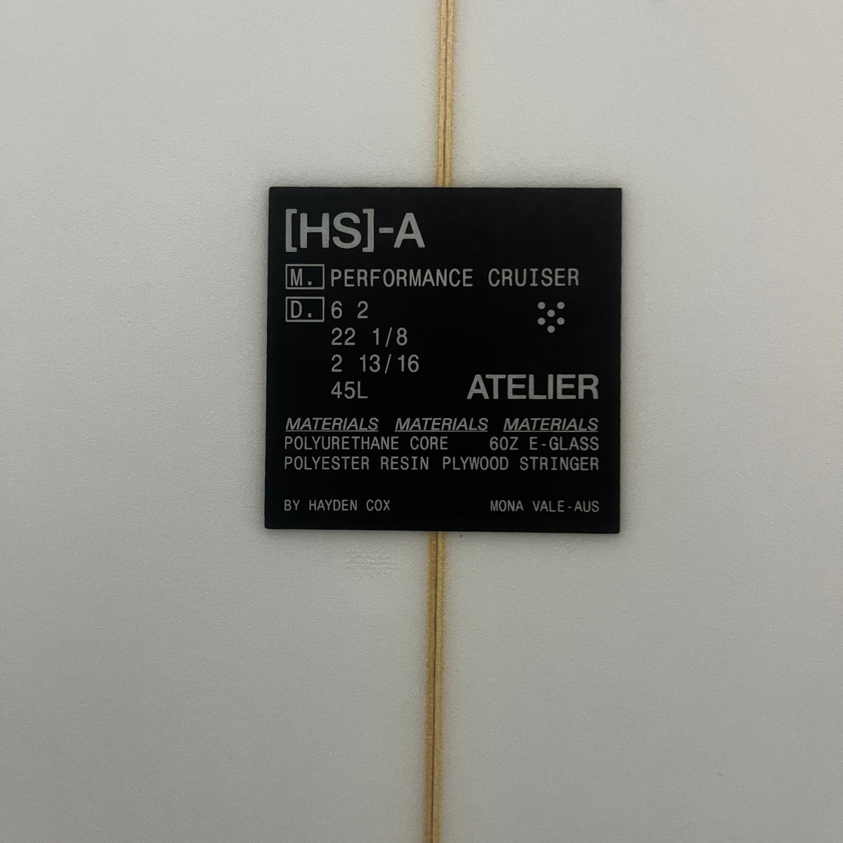 Hayden Shapes Atelier Performance Cruiser 6'2" secondhand surfboards model name close-up