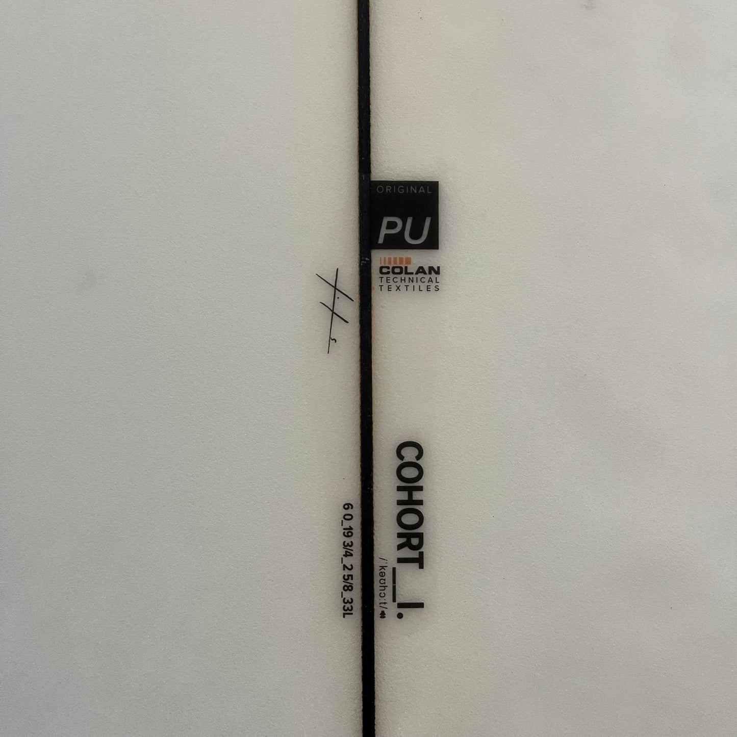 Hayden Shapes Cohort 6'0" secondhand surfboard model logo close-up