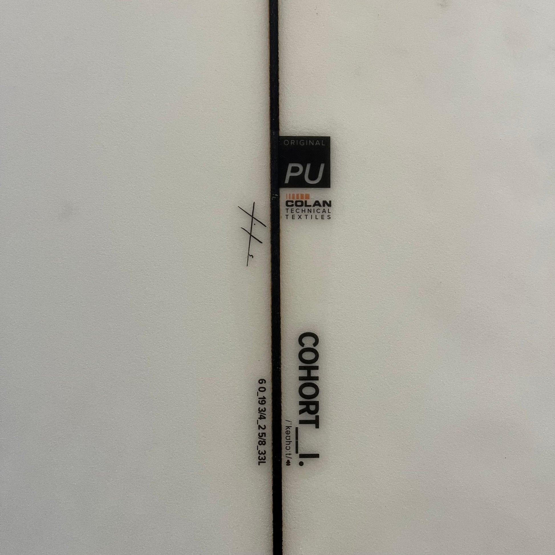 Hayden Shapes Cohort 6'0" secondhand surfboard model logo close-up