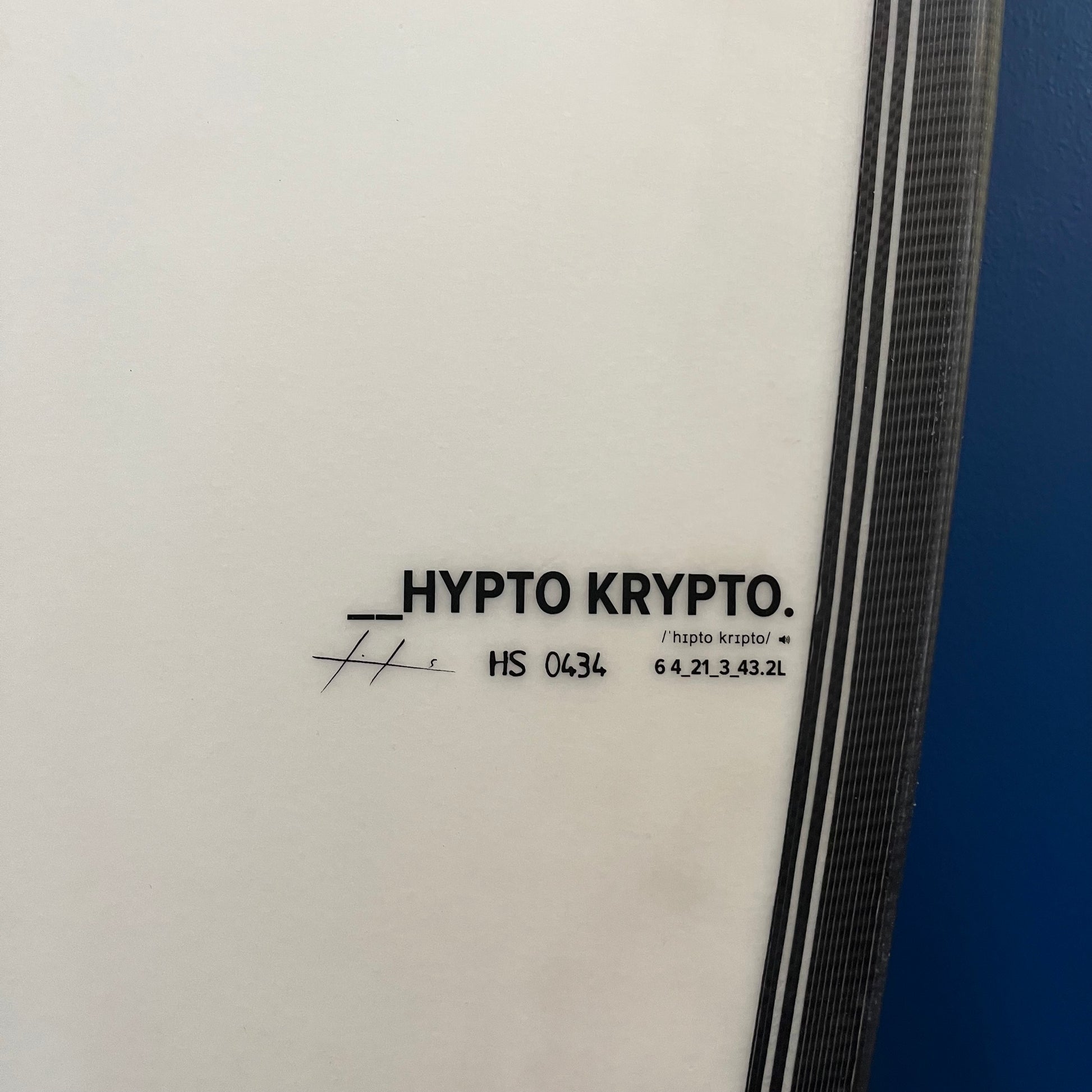 Hayden Shapes Hypto Krypto 6'4" secondhand surfboard model logo close-up