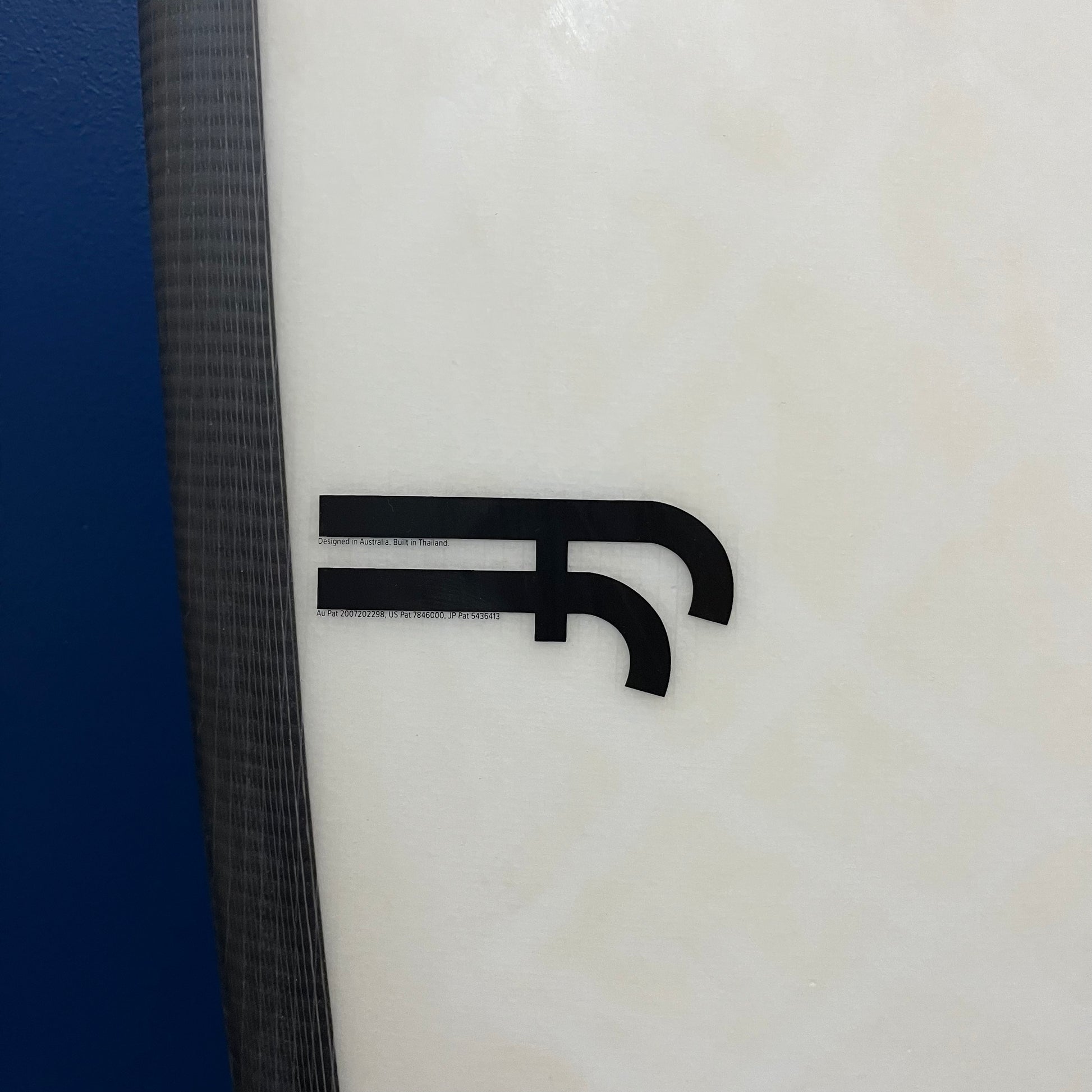 Hayden Shapes Future Flex 5'6" secondhand surfboard model logo close-up