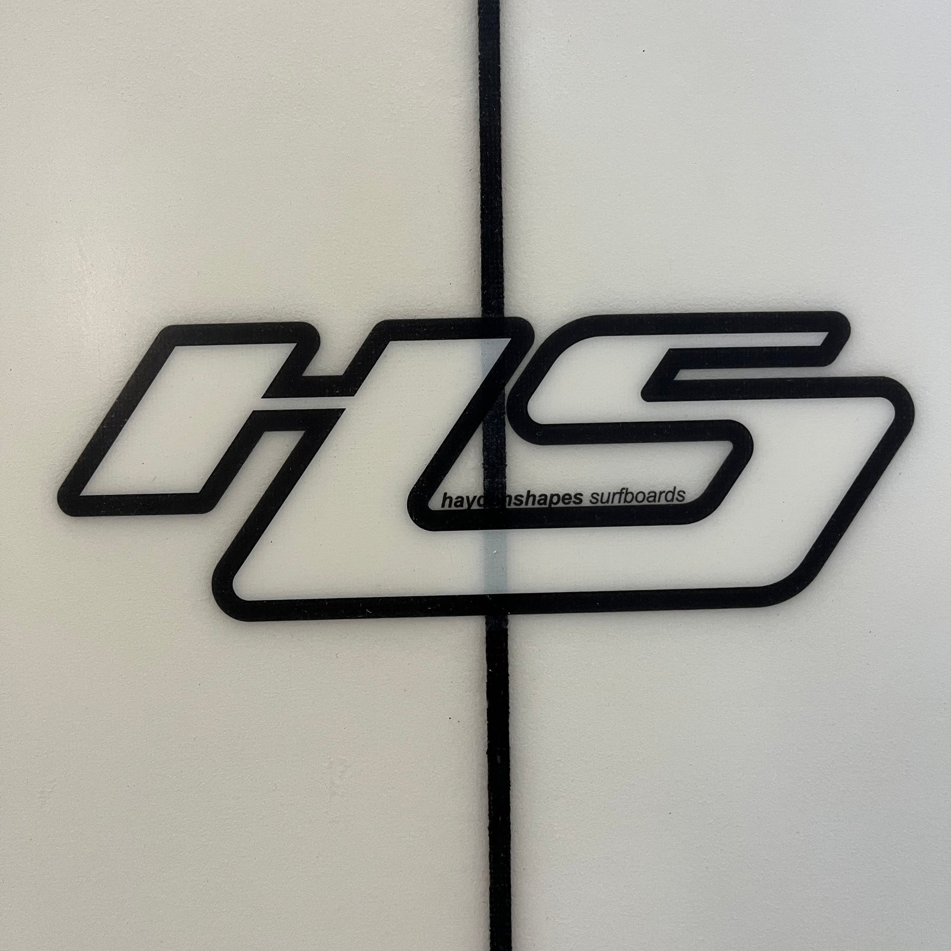 Hayden Shapes Hypto Krypto Step-up PE 6'3" secondhand surfboard brand logo close-up