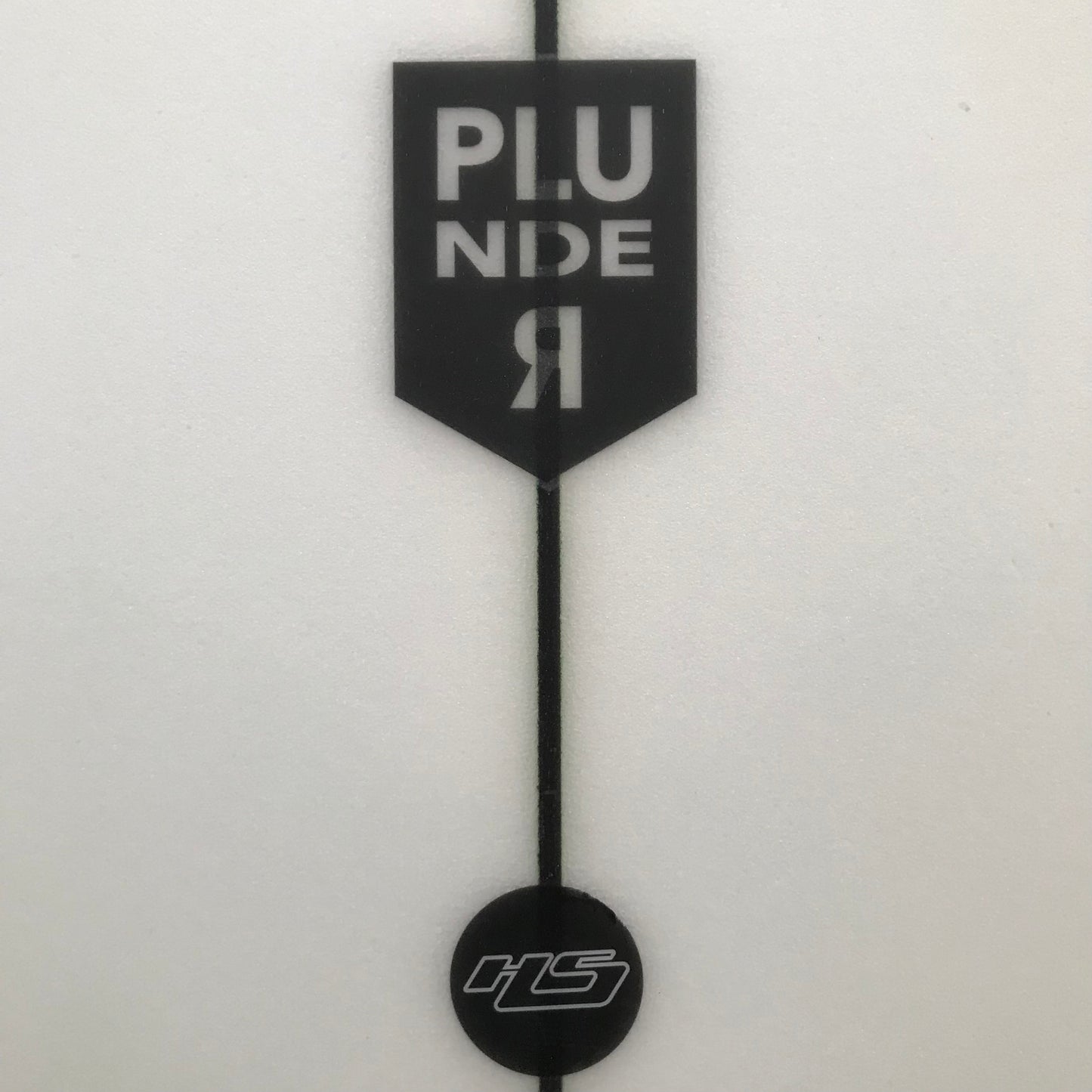 Hayden Shapes Plunder 5'10" secondhand surfboard model logo and brand logo close-up