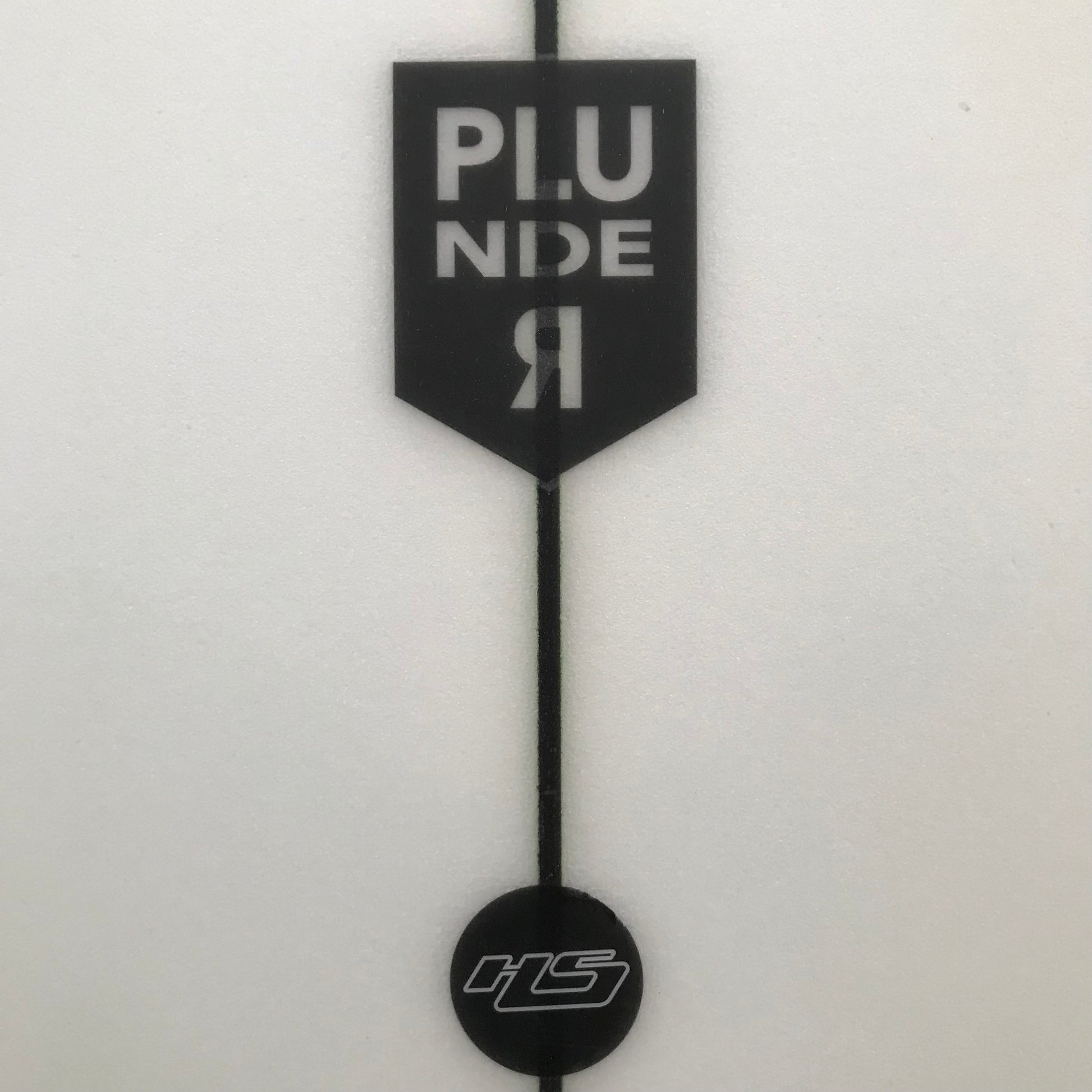 Hayden Shapes Plunder 5'10" secondhand surfboard model logo and brand logo close-up