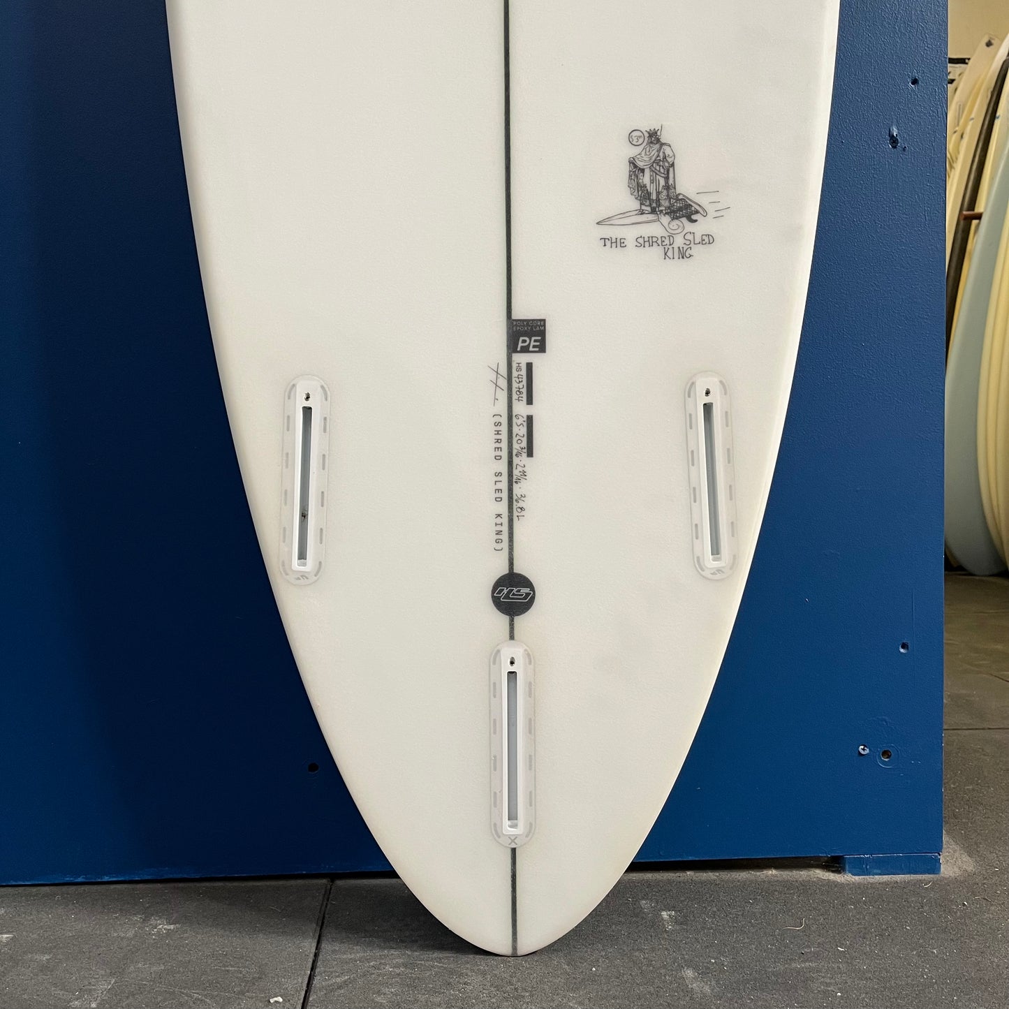 Hayden Shapes Shred Sled King 6'5" secondhand surfboard fin box close-up