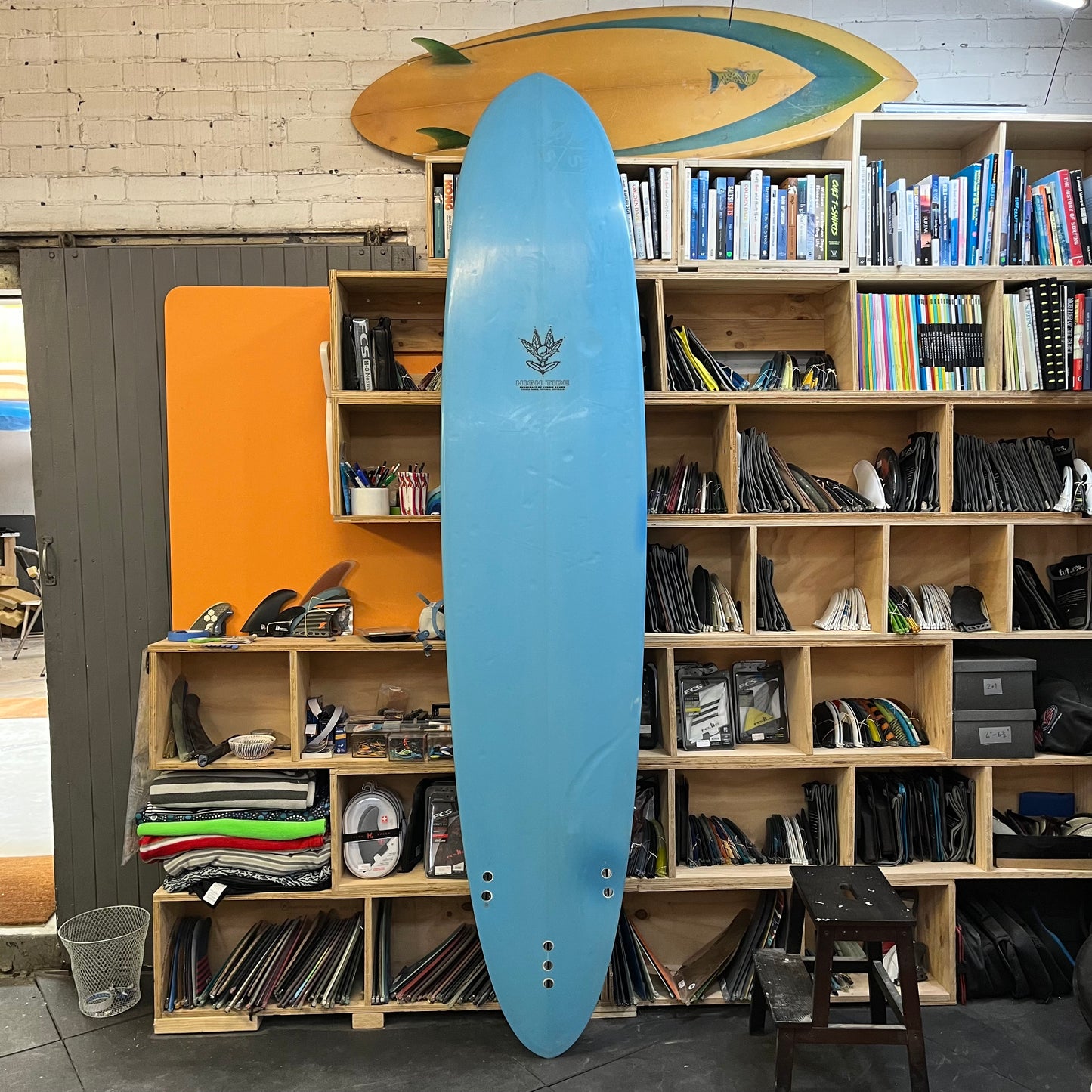 Hightide performance longboard 9'2" secondhand surfboard bottom view