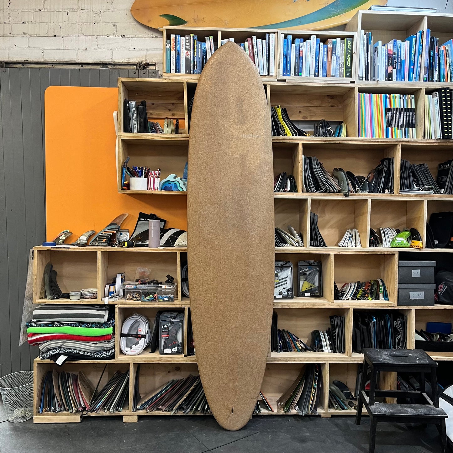 Hughies cork mid-length 7'11" secondhand surfboard top view