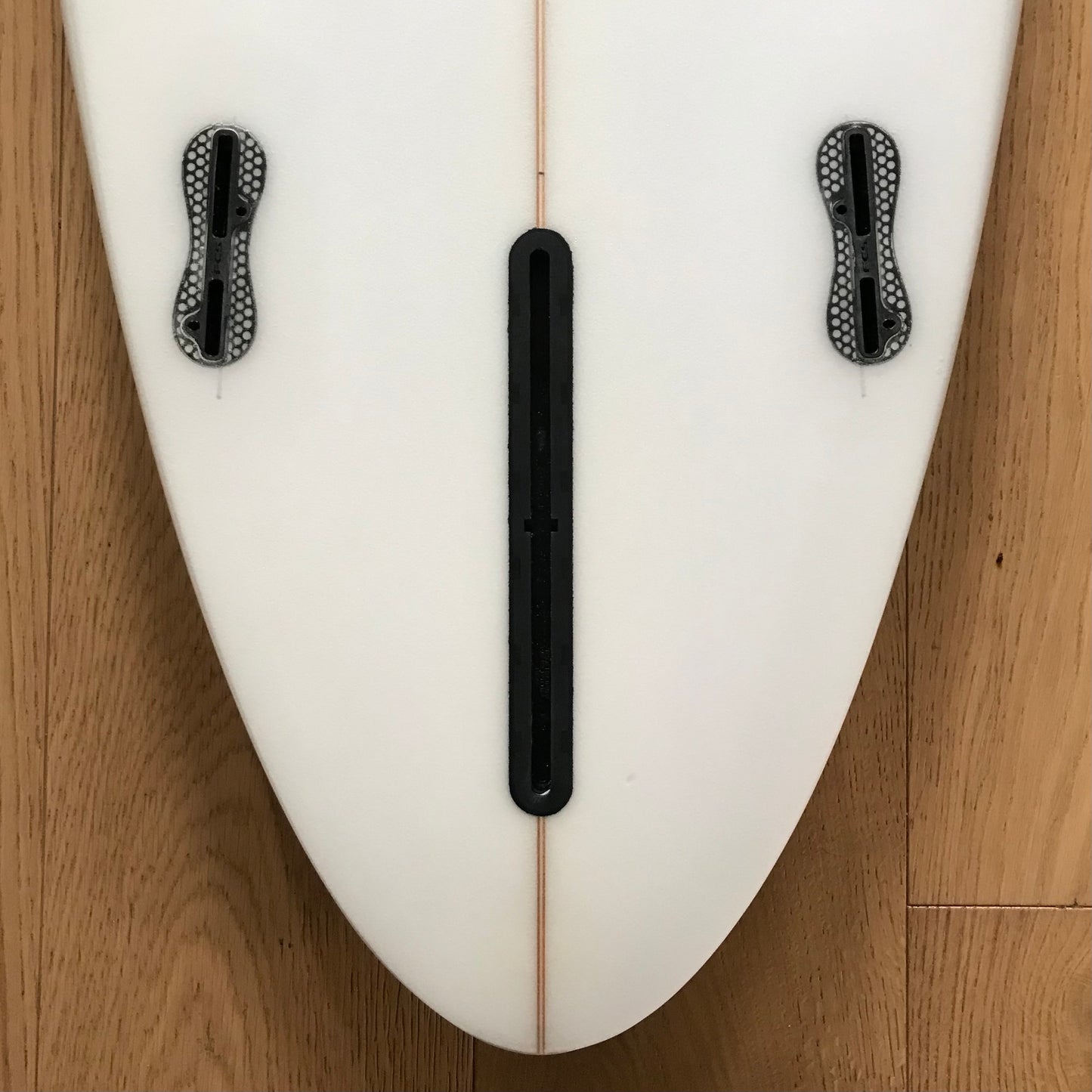 Joel Fitzgerald Surfboards Sea Gypsy 6'2" secondhand surfboard fin box close-up