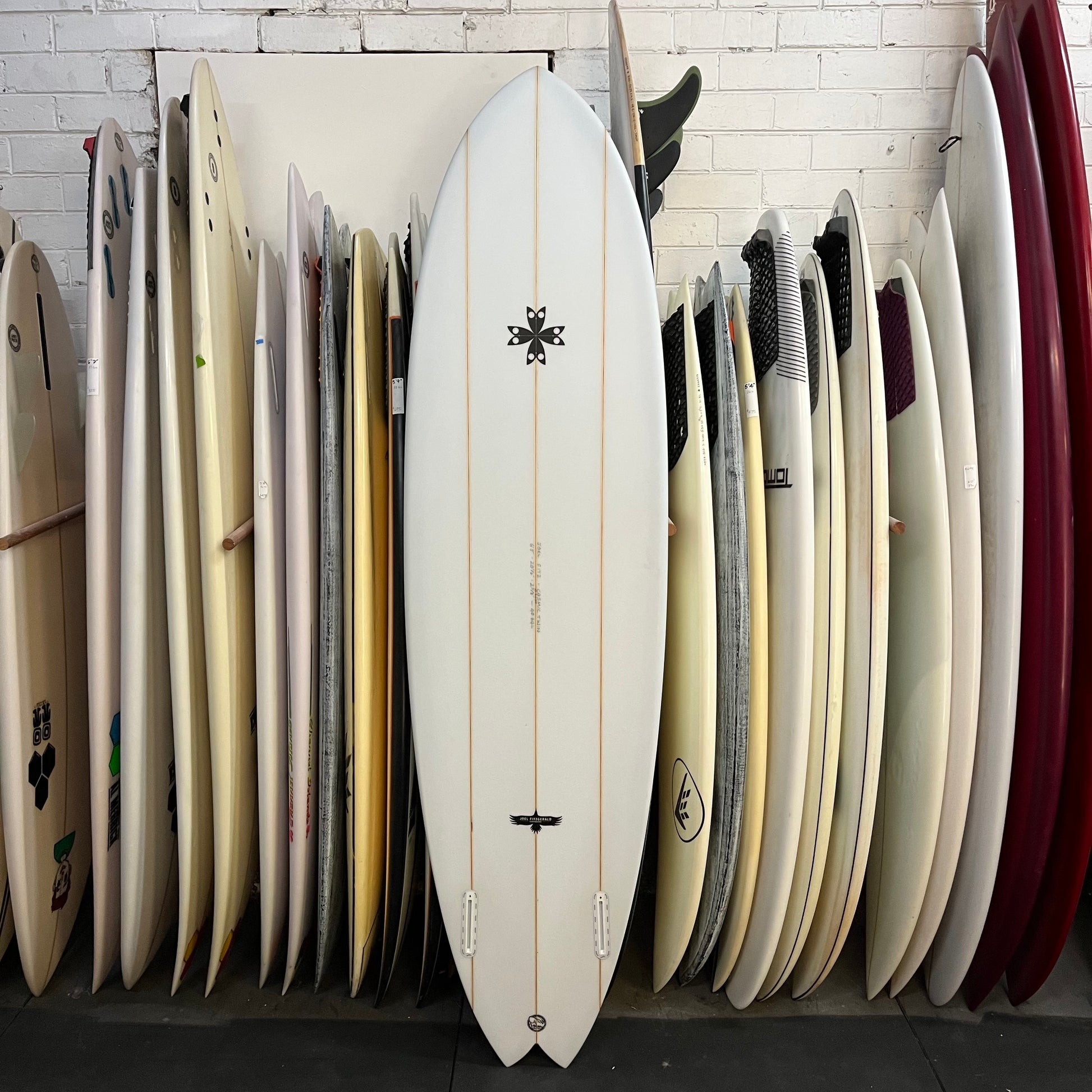 Joel Fitzgerald Surfboards Cosmic Twin 6'8" secondhand surfboard bottom view