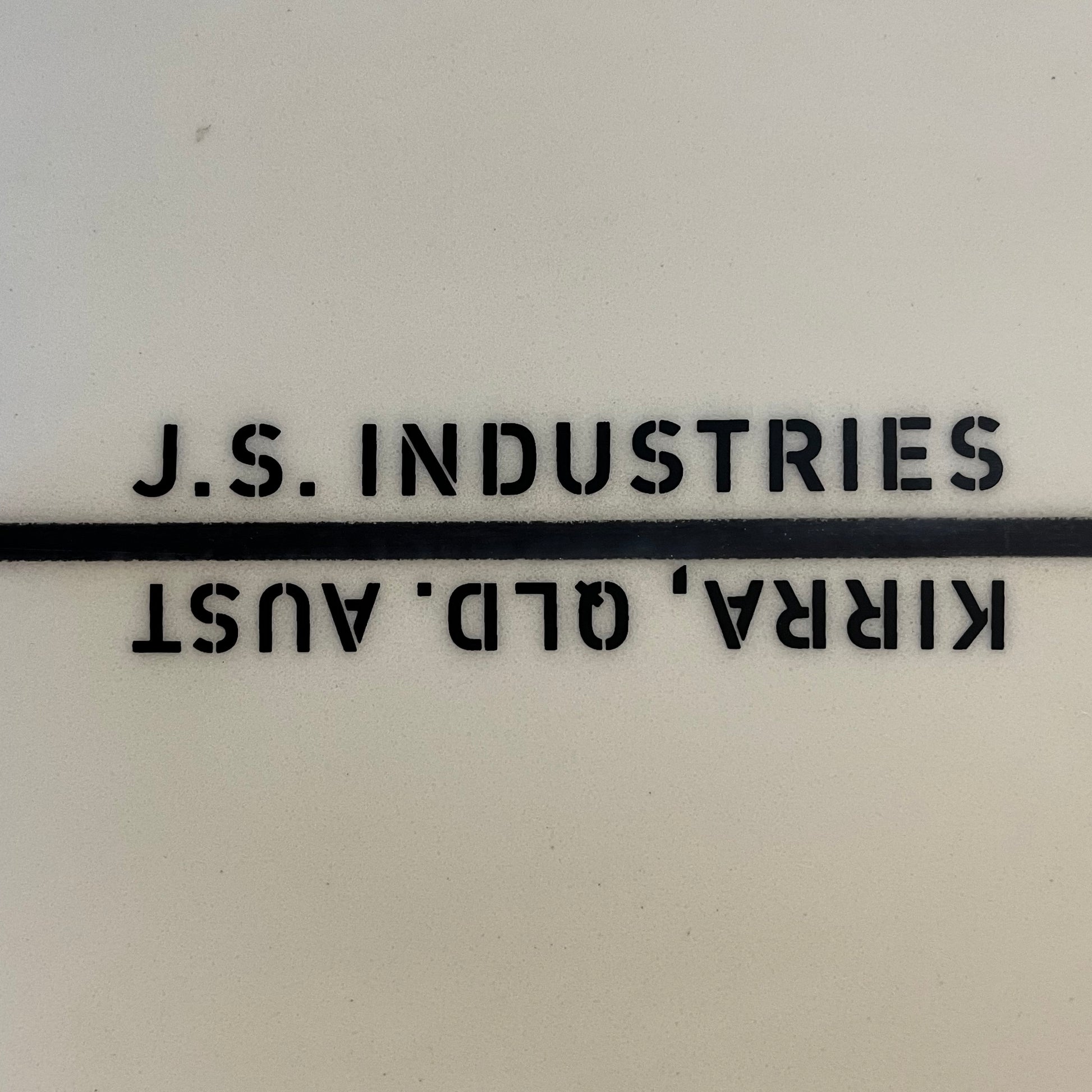 JS Industries Big Baron 6'2" secondhand surfboard brand logo name close-up