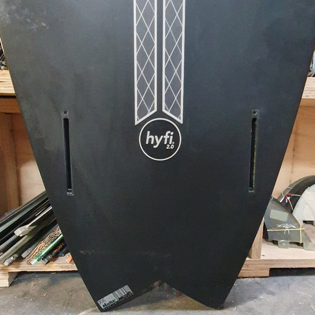 JS Black Baron Hyfi 2.0 5'9" secondhand surfboards fin box close-up