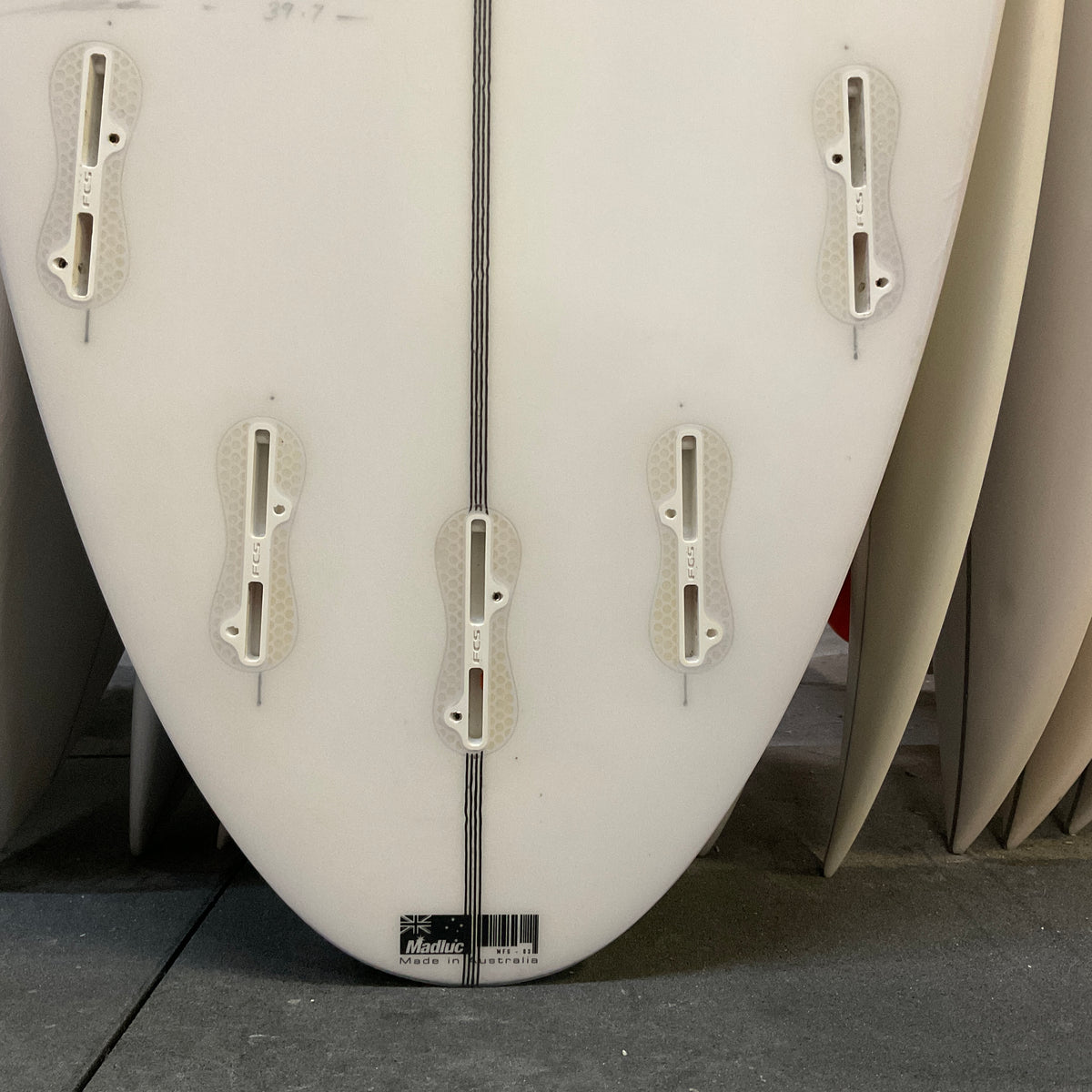 JS Bullseye 6'2" secondhand surfboards fin box close-up