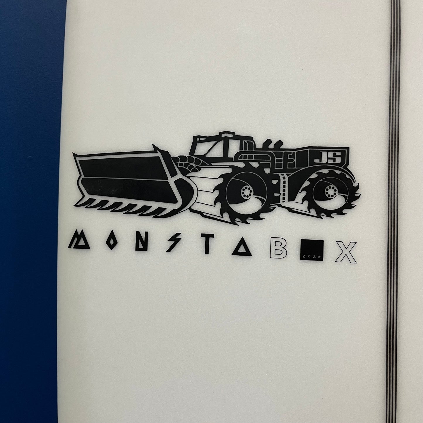 JS Industries Monstabox 2020 6'4" secondhand surfboard model logo close-up