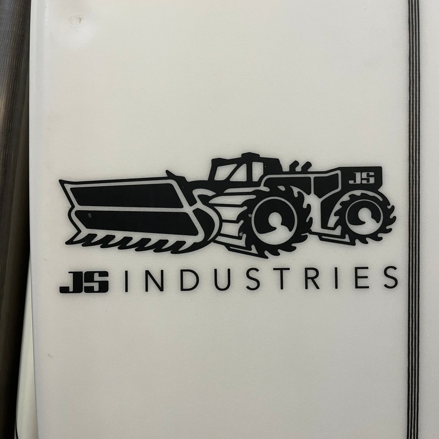 JS Industries Xero 6'4" secondhand surfboard brand logo close-up