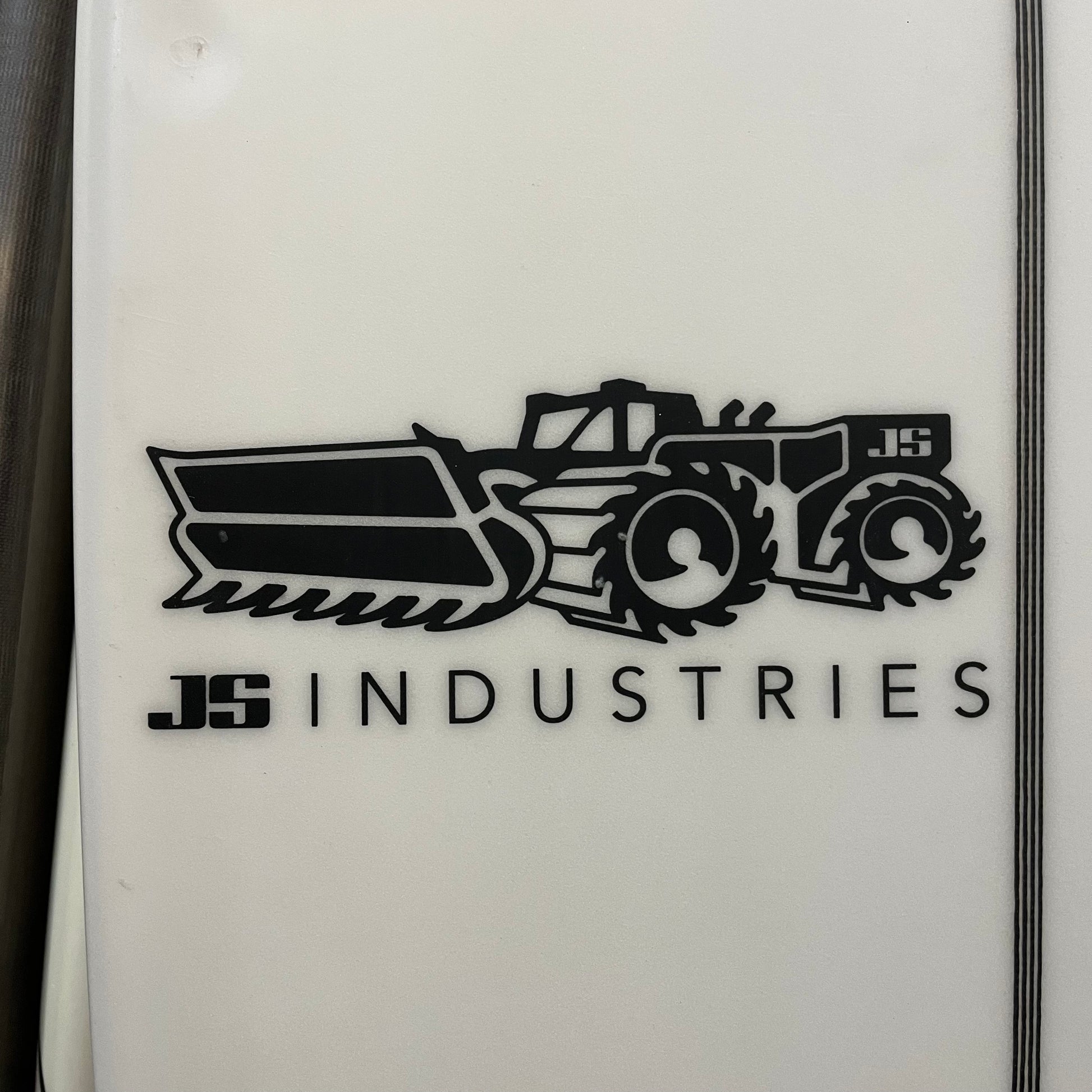 JS Industries Xero 6'4" secondhand surfboard brand logo close-up