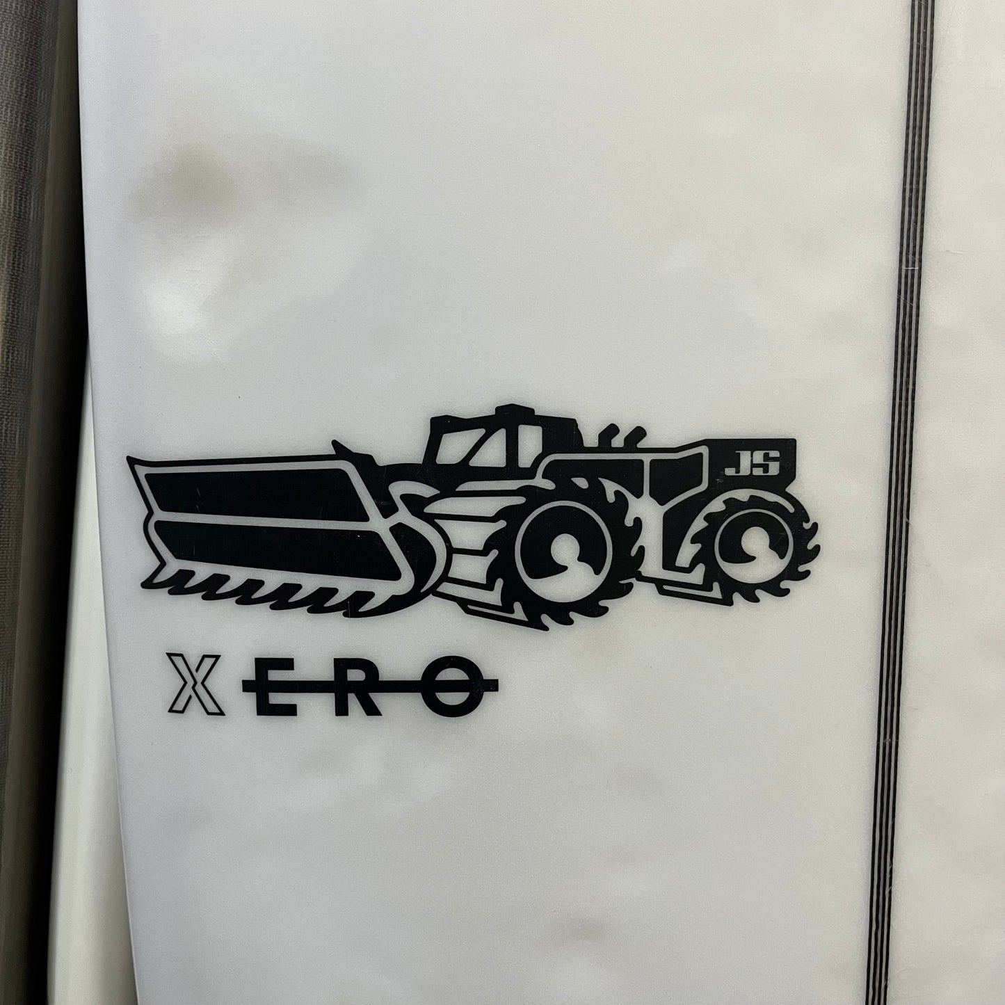 JS Industries Xero 6'4" secondhand surfboard model logo close-up
