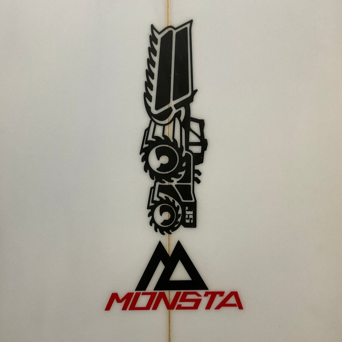 JS Monsta 6’1” secondhand surfboards model logo close-up