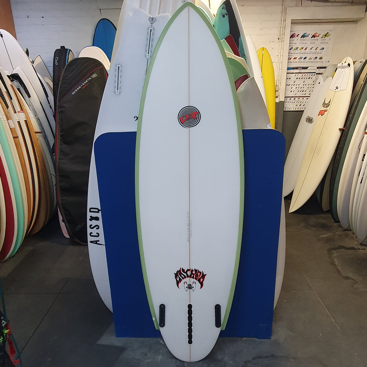 Lost evil twin 6'4" secondhand surfboards bottom view