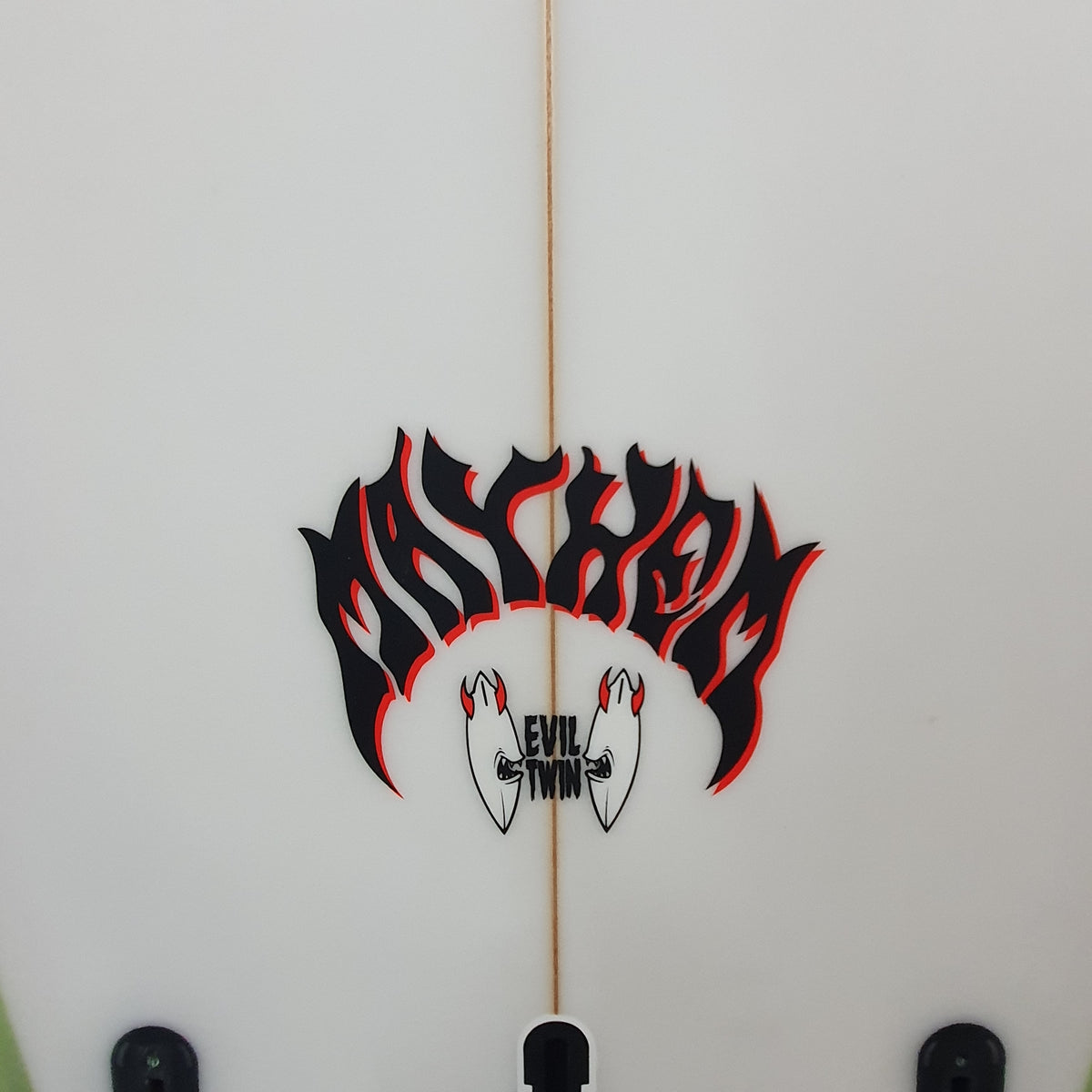 Lost evil twin 6'4" secondhand surfboards brand logo close-up