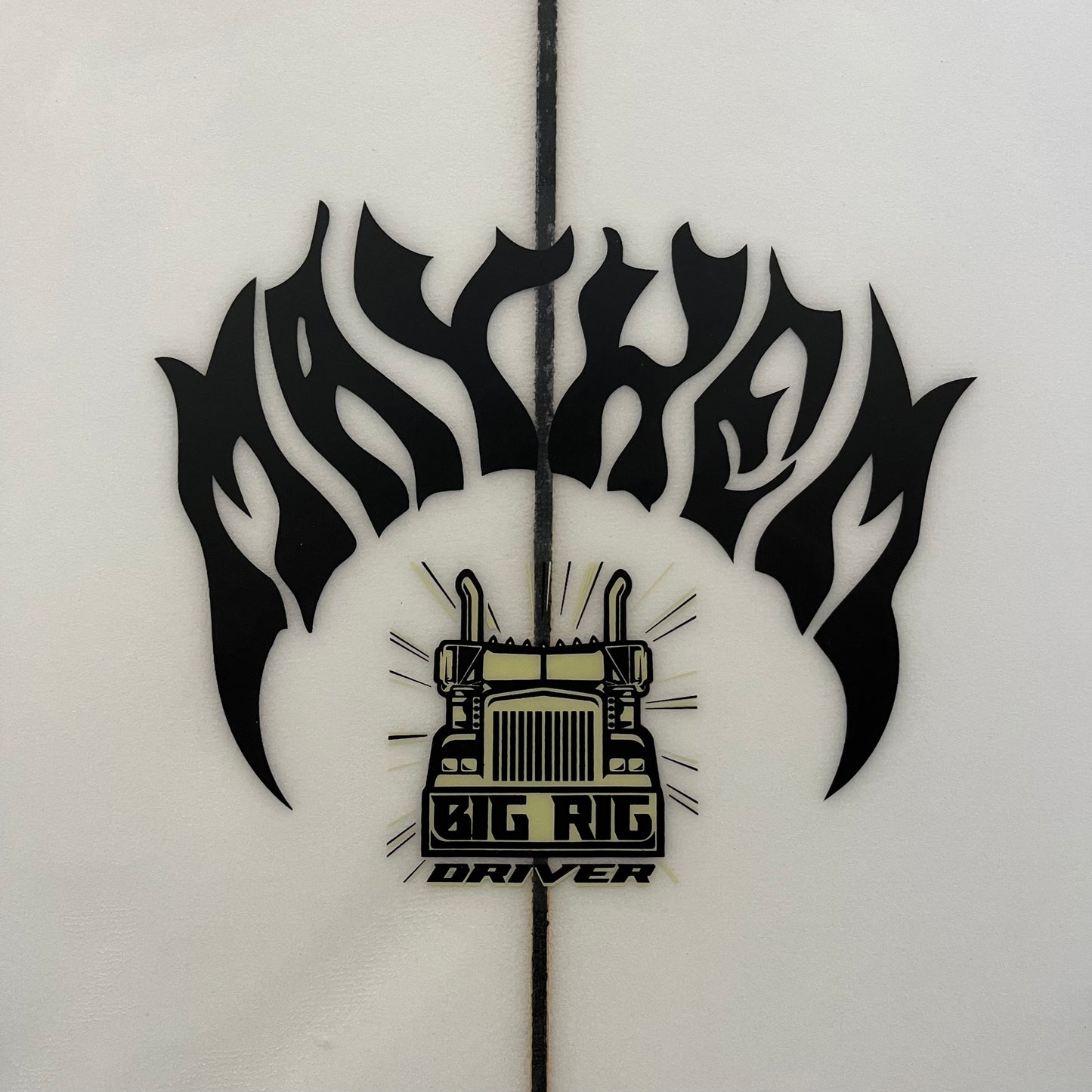 Lost Mayhem Big Rig Driver 6'0" secondhand surfboard brand logo close-up
