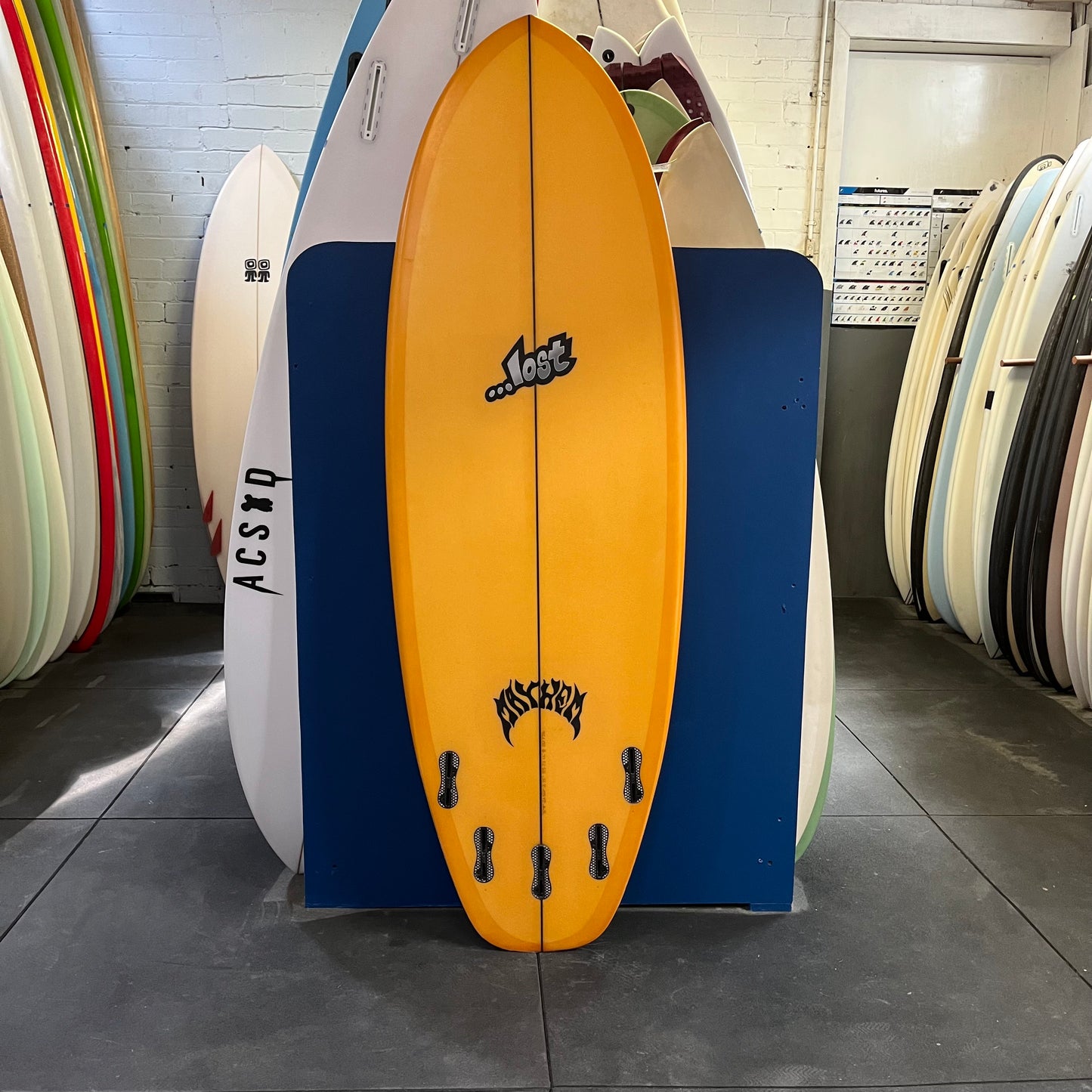 Lost Mayhem Bottom Feeder 5'8" secondhand surfboard bottom view