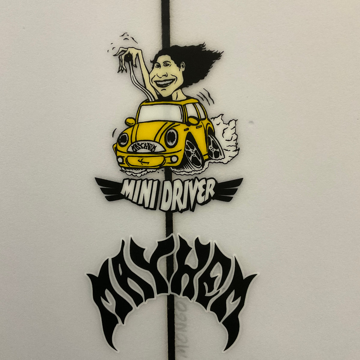 Lost Mayhem Mini Driver 6'1" secondhand surfboards model logo close-up