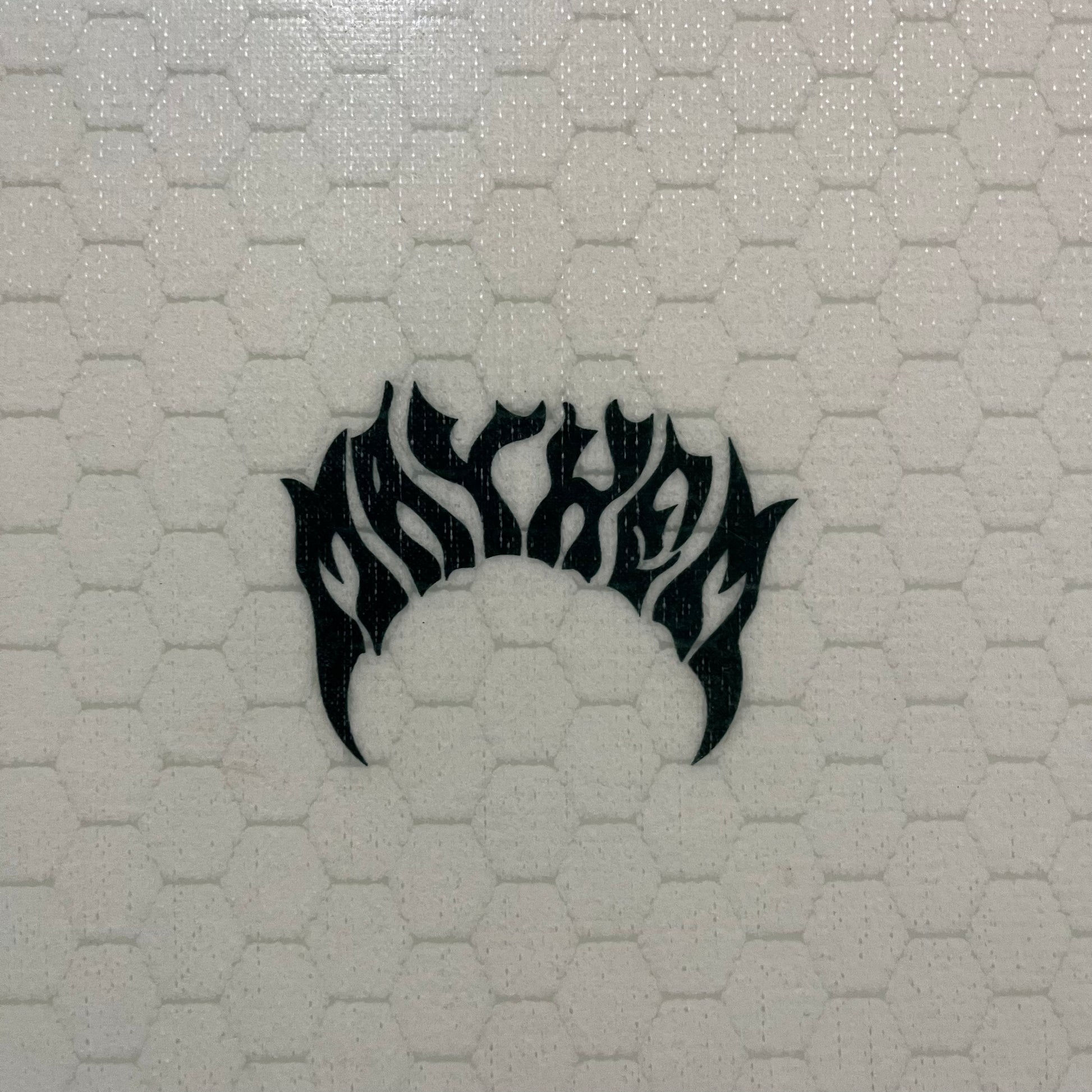 Lost Mayhem RNF 96 Libtech 5'7" secondhand surfboard brand logo close-up