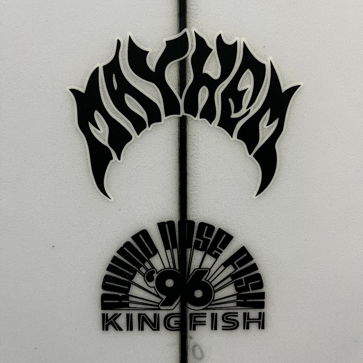 Lost Mayhem RNF Kingfish 6'6" secondhand surfboards brand logo close-up model logo close-up