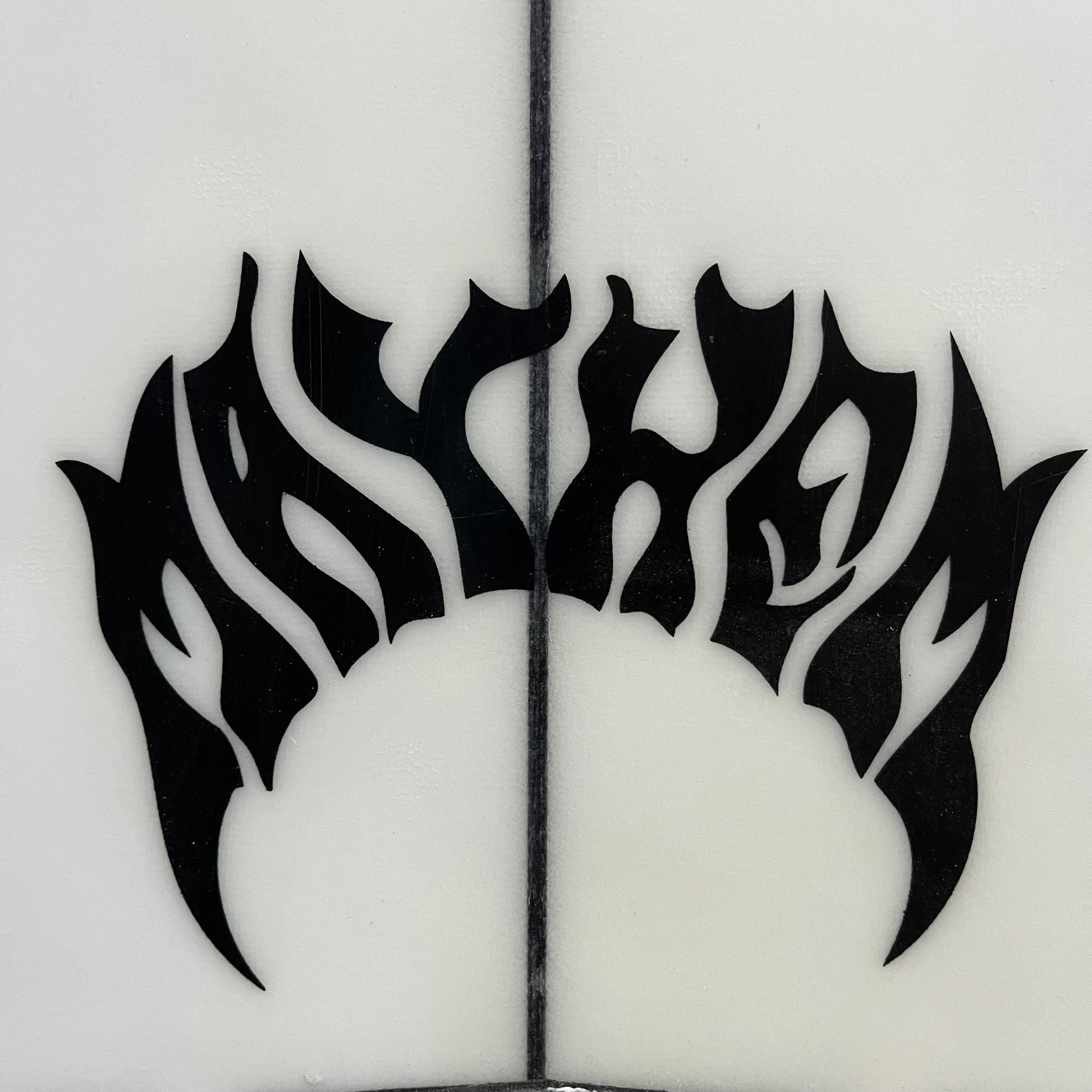 Lost Mayhem Rocket Redux 6'1" secondhand surfboard brand logo close-up