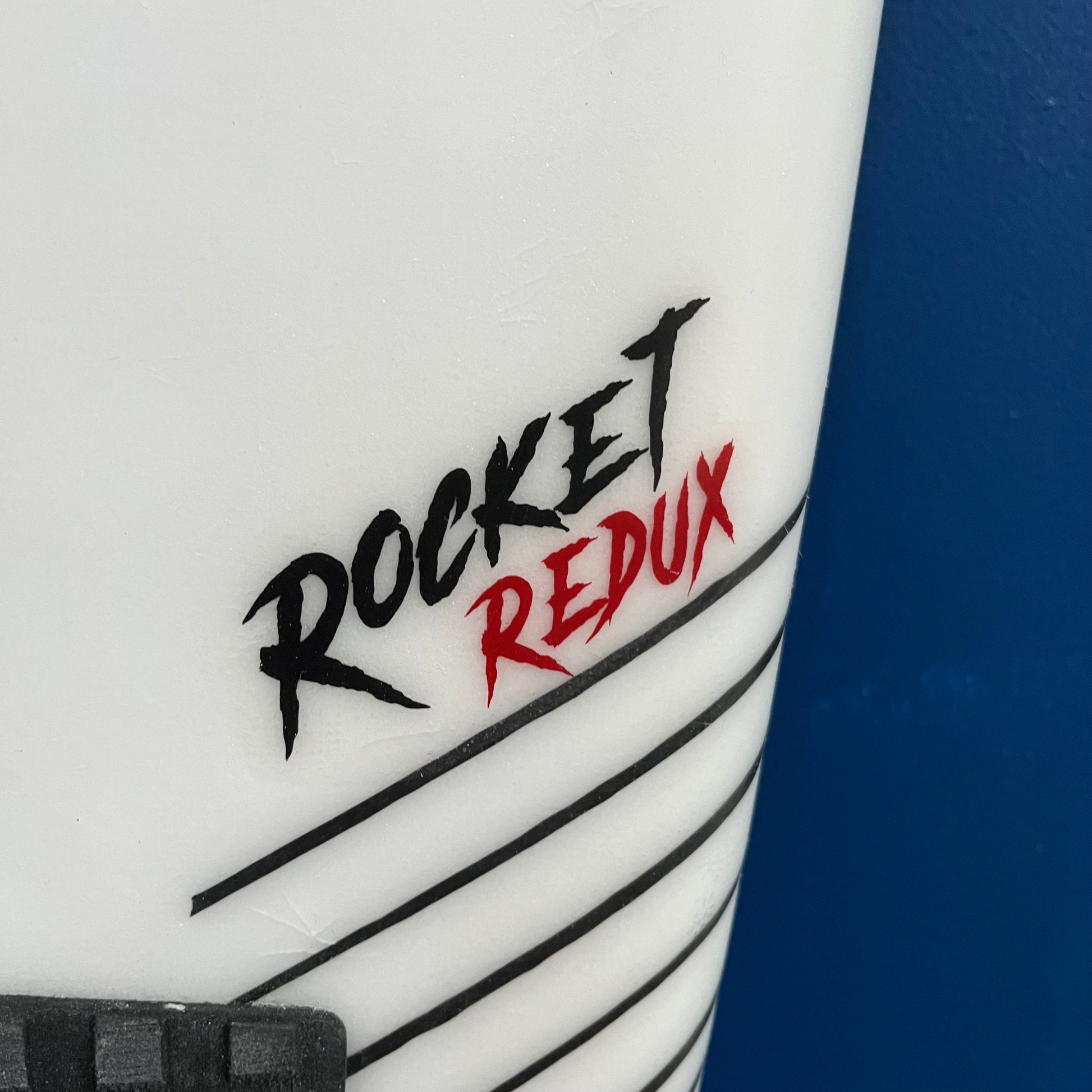 Lost Mayhem Rocket Redux 6'1" secondhand surfboard model logo close-up