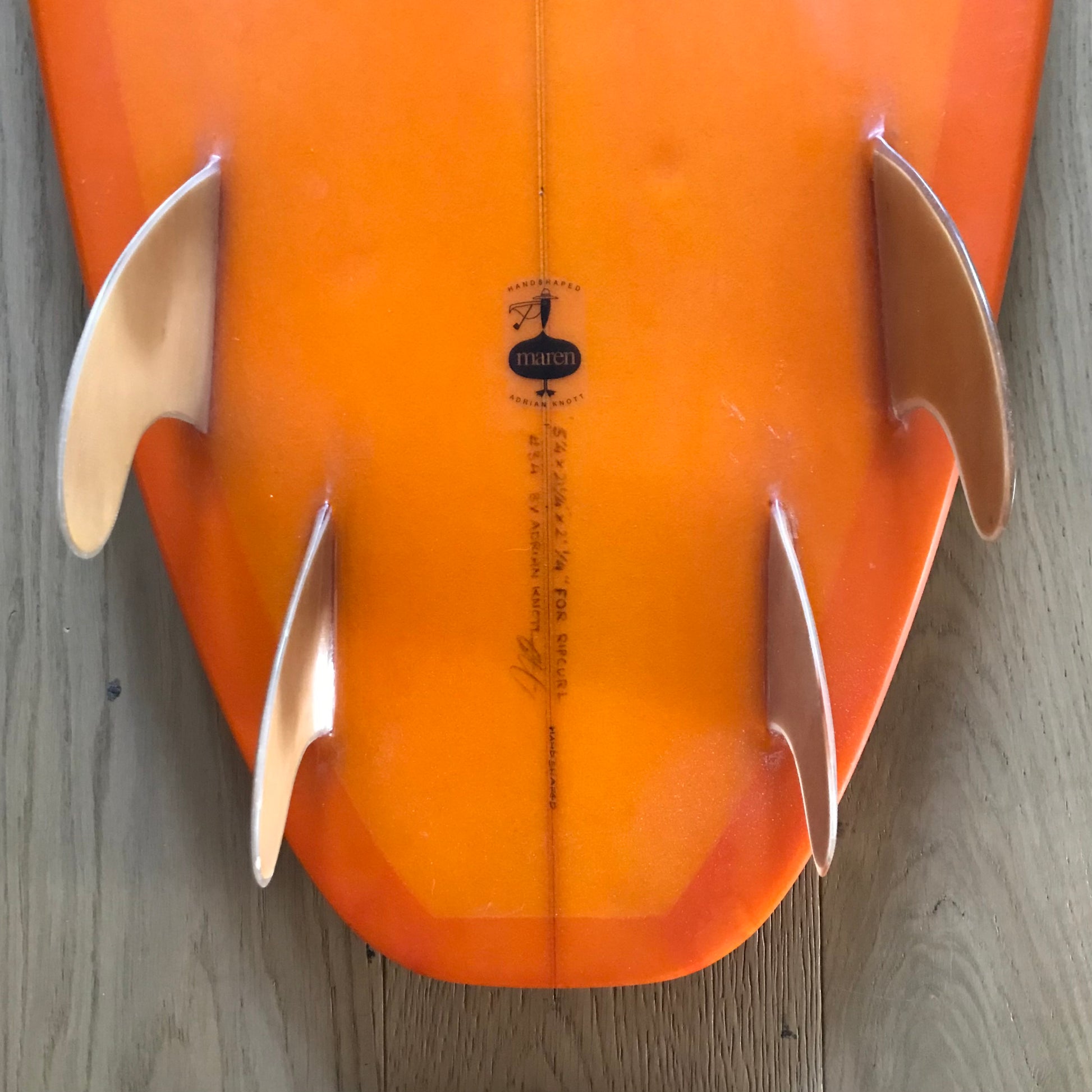 Maren quad 5'4" secondhand surfboards fin box close-up