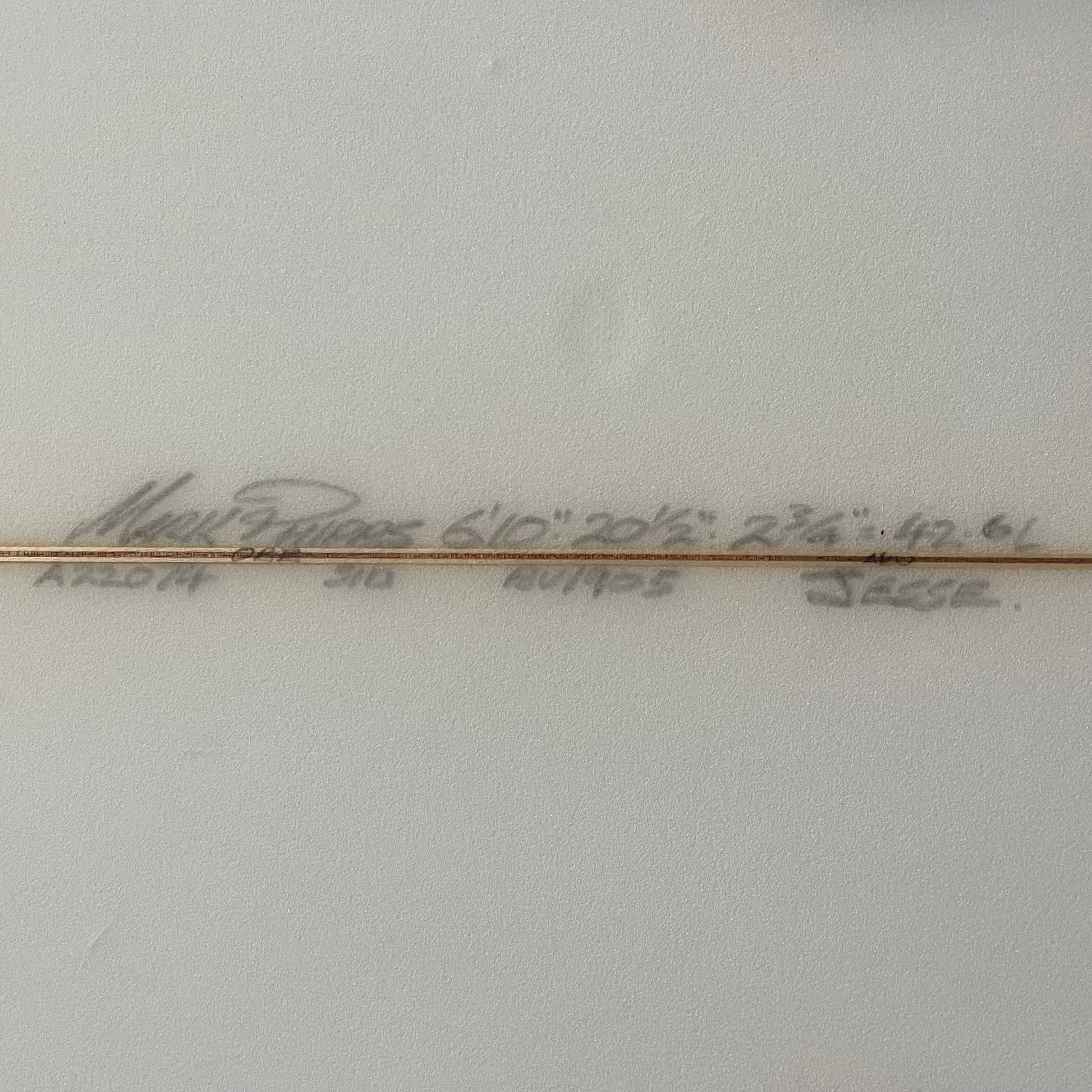 Mark Phipps Shapes One Bad Egg 6'10" secondhand surfboard dimensions close-up