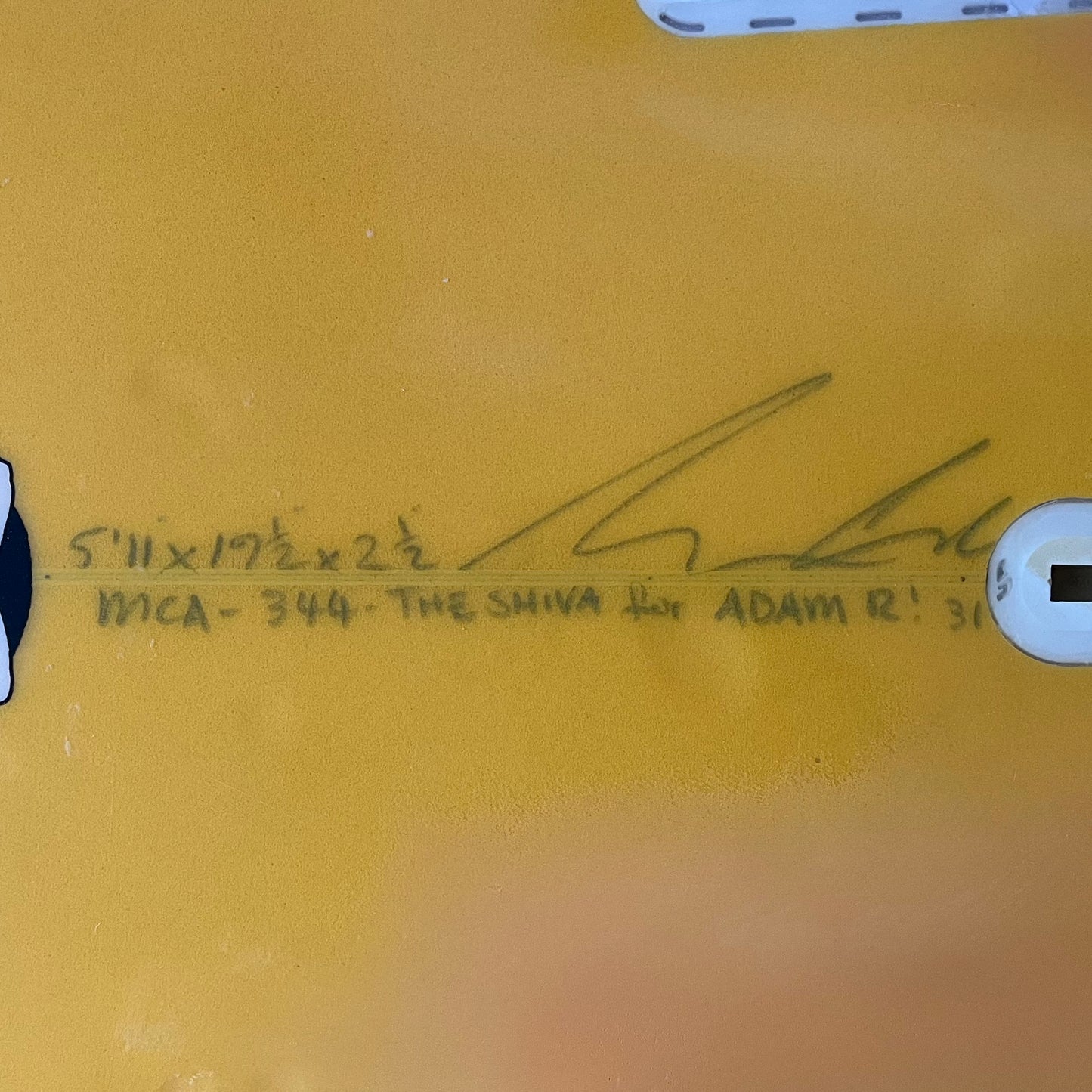 Maurice Cole Shiva 5'11" secondhand surfboard dimensions close-up