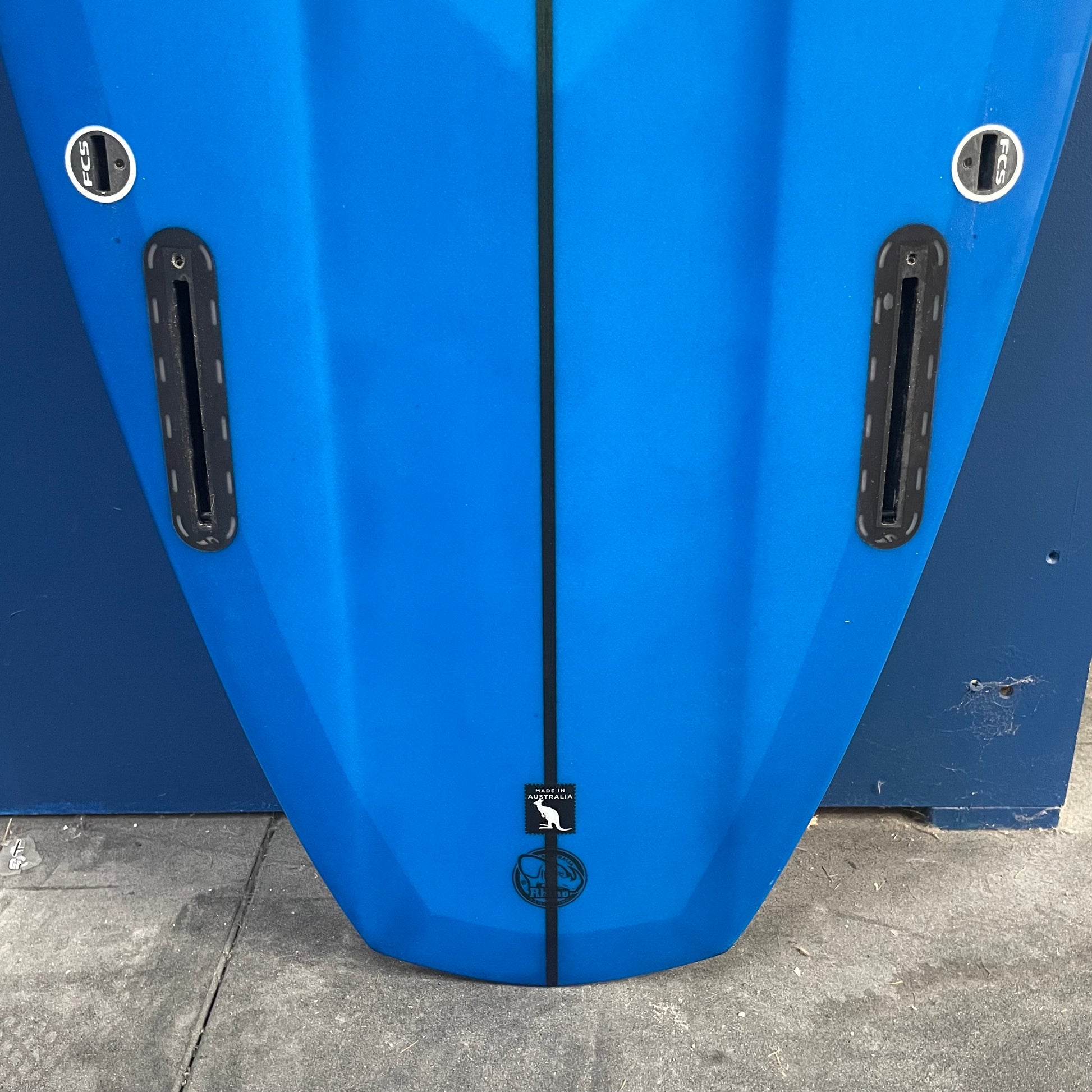 Michael Saggus Shapes Hellcat Twinzer 7'2" fin box close-up